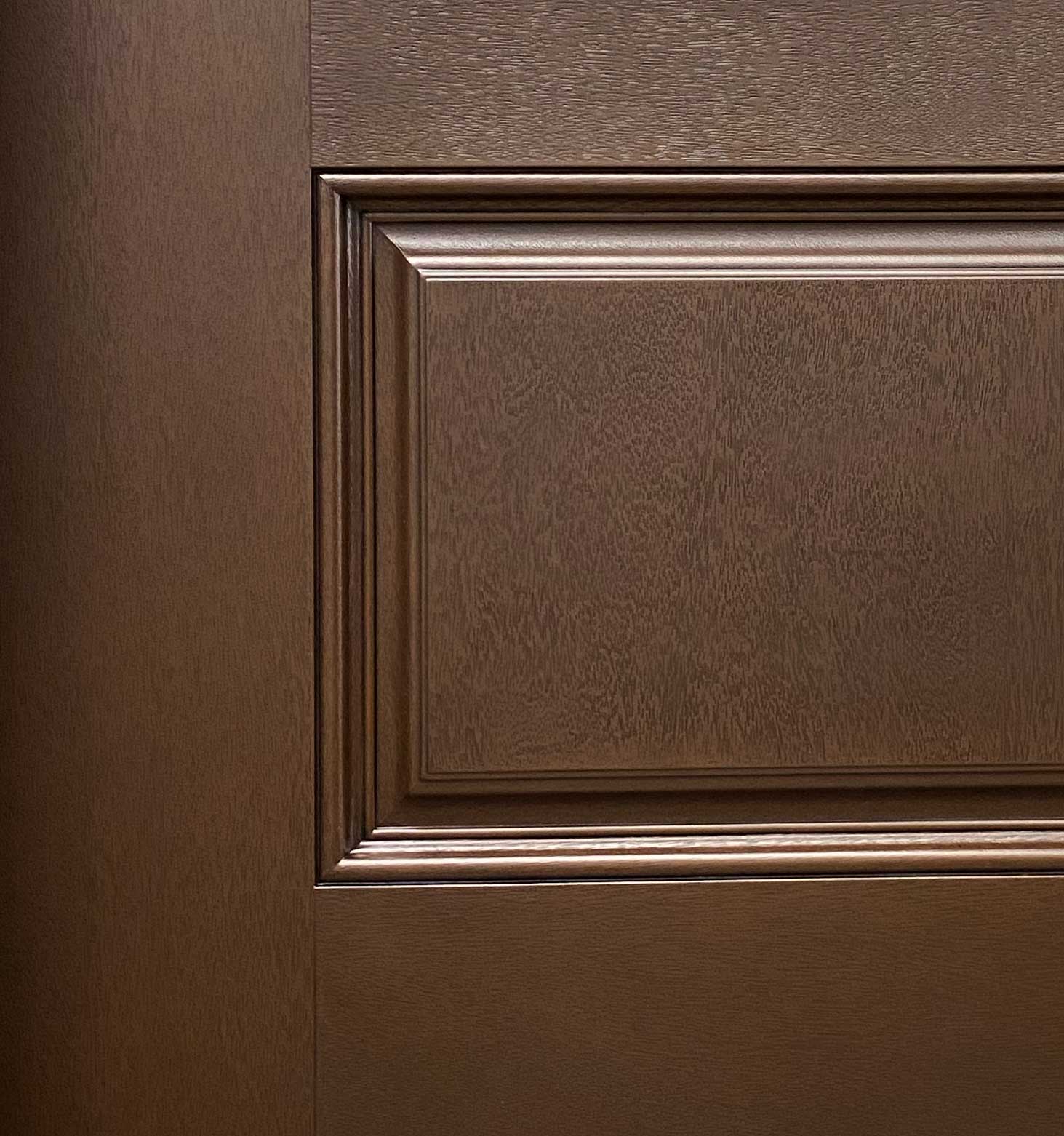 Jupiter 36 in. x 80 in. 3/4 Lite Decorative Glass Stained Dark Walnut Prehung Fiberglass Exterior Door with Brickmold - Image 4