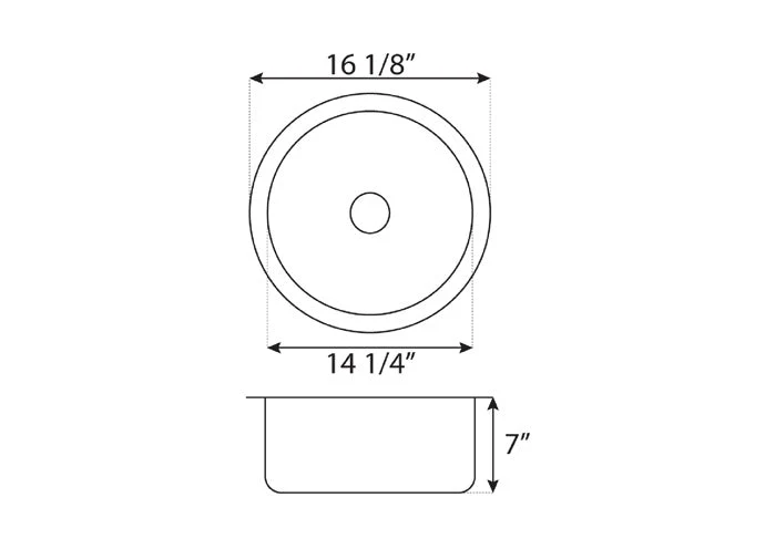16 1/8 in Top/Undermount Round Single Bowl Stainless Steel Kitchen Sink Bar or Prep L101 - Image 6