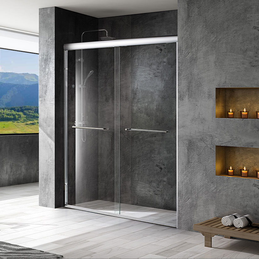 56-60 W x 76 H  Sliding Bypass Framed Shower Door ULTRA-A with Glass in Chrome - Image 3