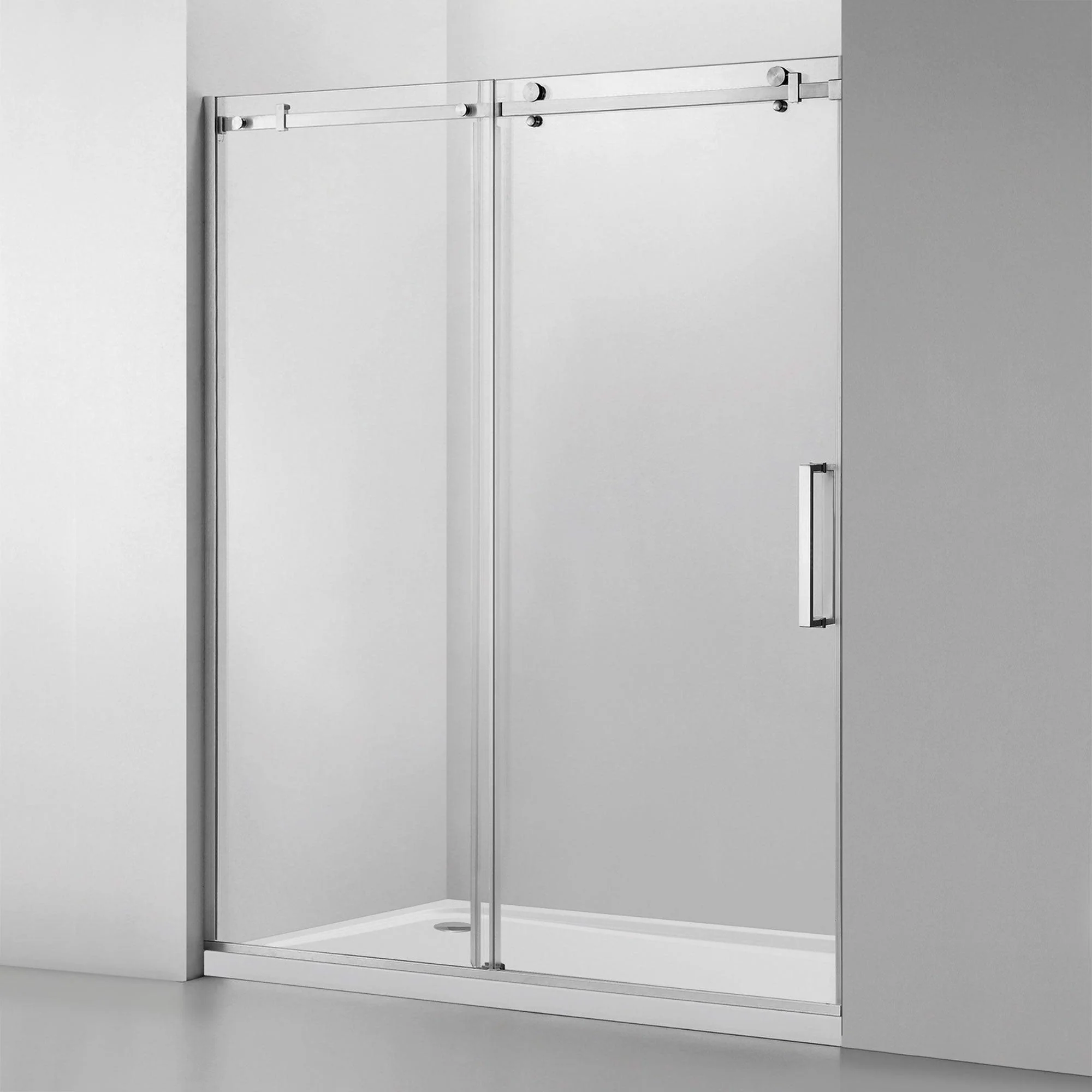 44-48 W x 76 H  Sliding Shower Semi-Frameless Door ULTRA-B with Clear Glass in Brushed Nickel - Image 3