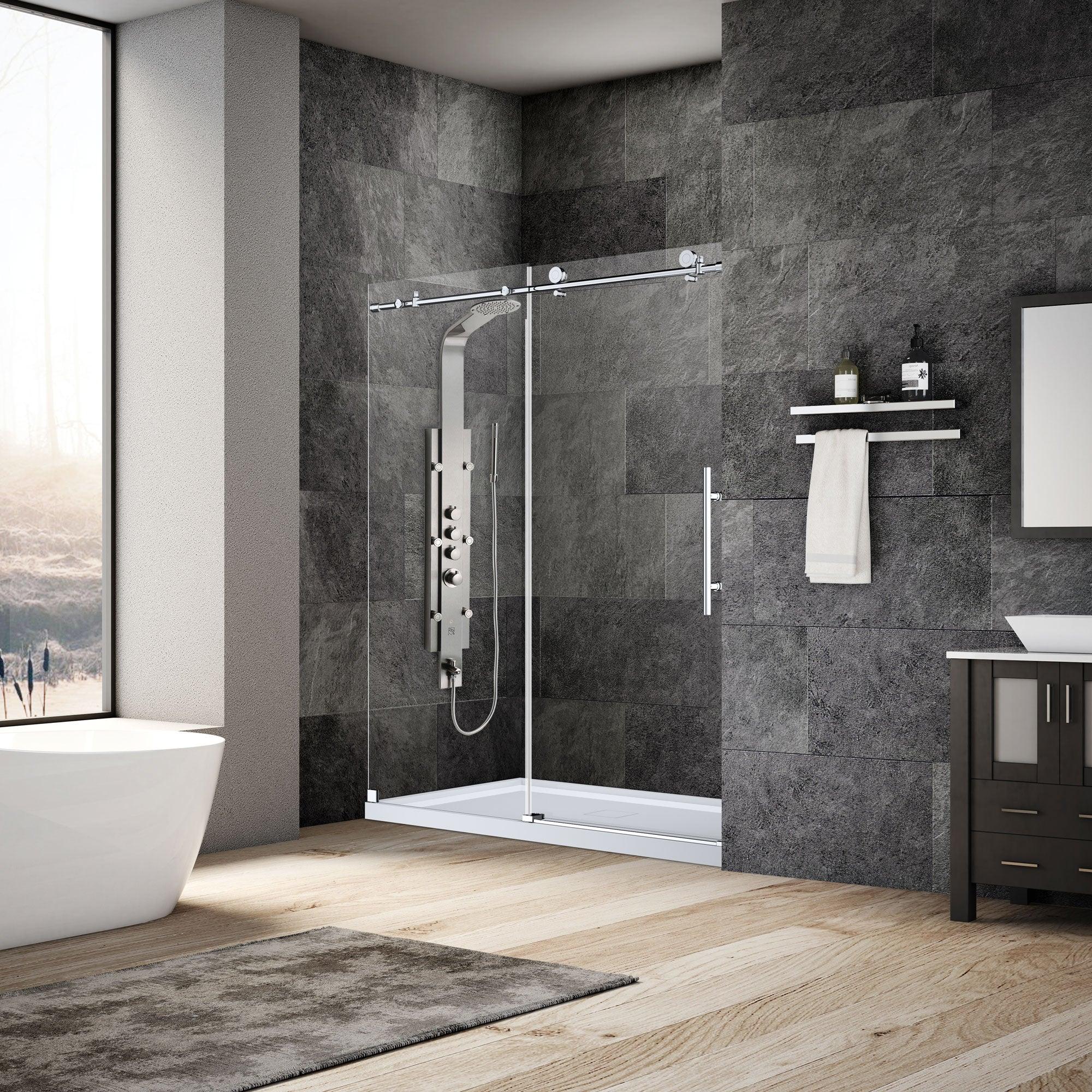 44-48 W x 76 H Sliding Frameless Shower Door ULTRA-C with Clear Glass in Chrome - Image 4
