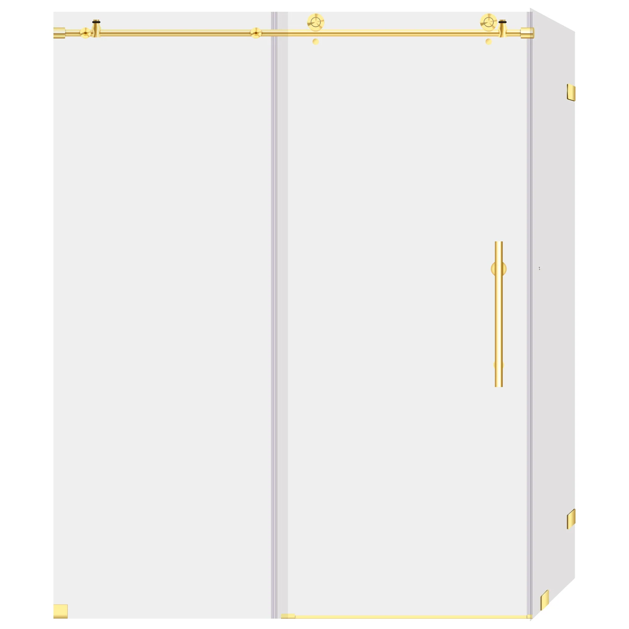 44-48 W x 76 H  x 36 D Sliding Frameless Shower Enclosure ULTRA-C with Clear Glass in Gold