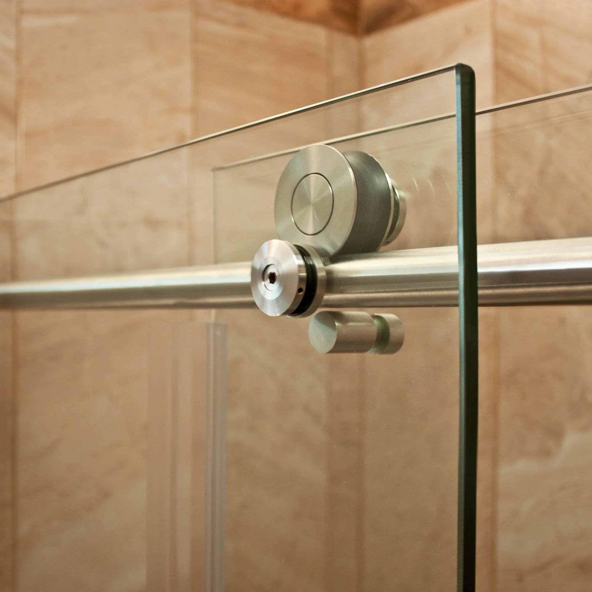 56-60 W x 76 H Sliding Frameless Shower Door ULTRA-C with Clear Glass in Brushed Nickel - Image 7
