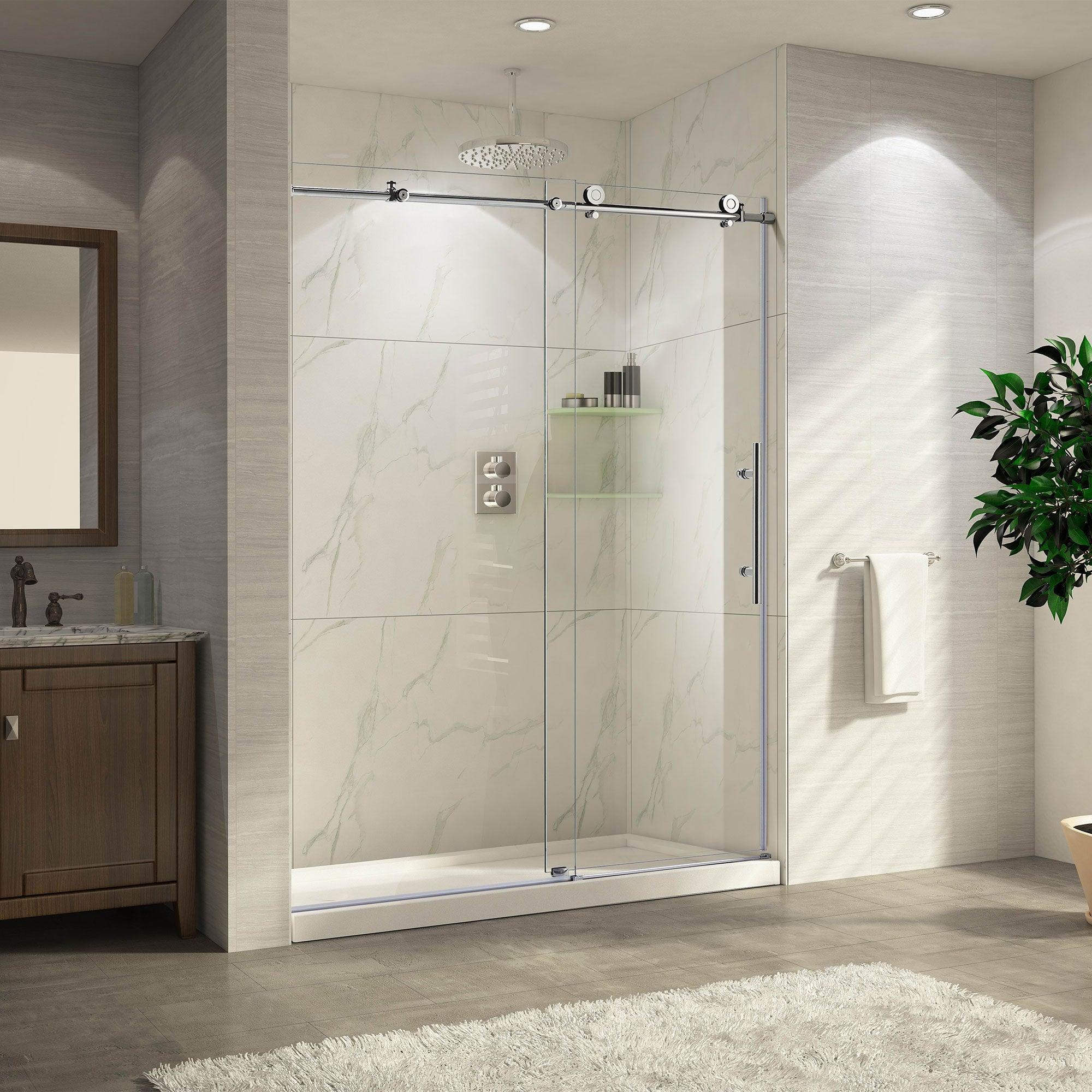 56-60 W x 76 H  Sliding Frameless Shower Door ULTRA-C with Clear Glass in Chrome - Image 3