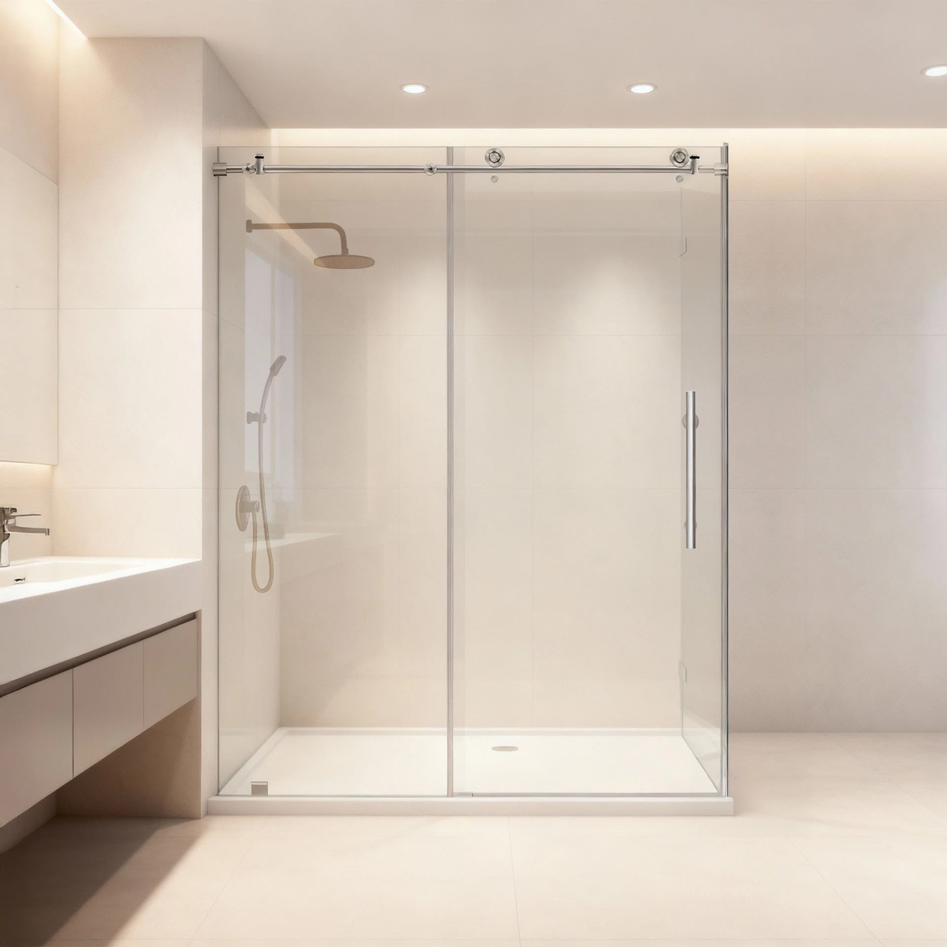 56-60 W x 76 H  x 34 1/2 D Sliding Frameless Shower Enclosure ULTRA-C with Clear Glass in Chrome - Image 2