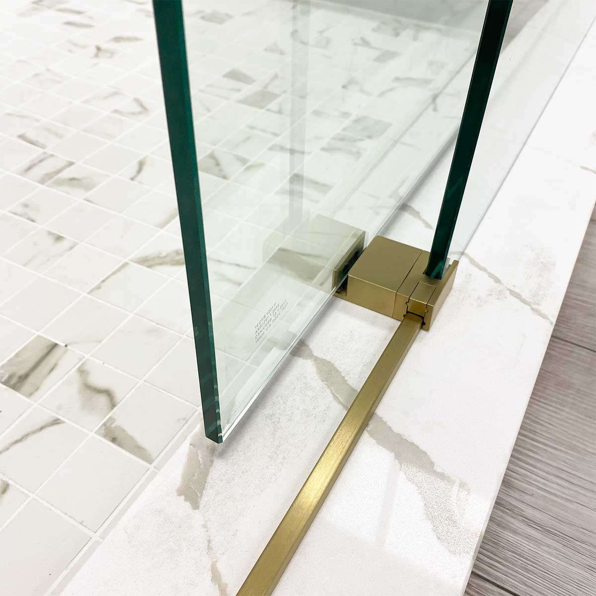 56-60 W x 76 H  x 36 D Sliding Frameless Shower Enclosure ULTRA-C with Clear Glass in Gold - Image 4