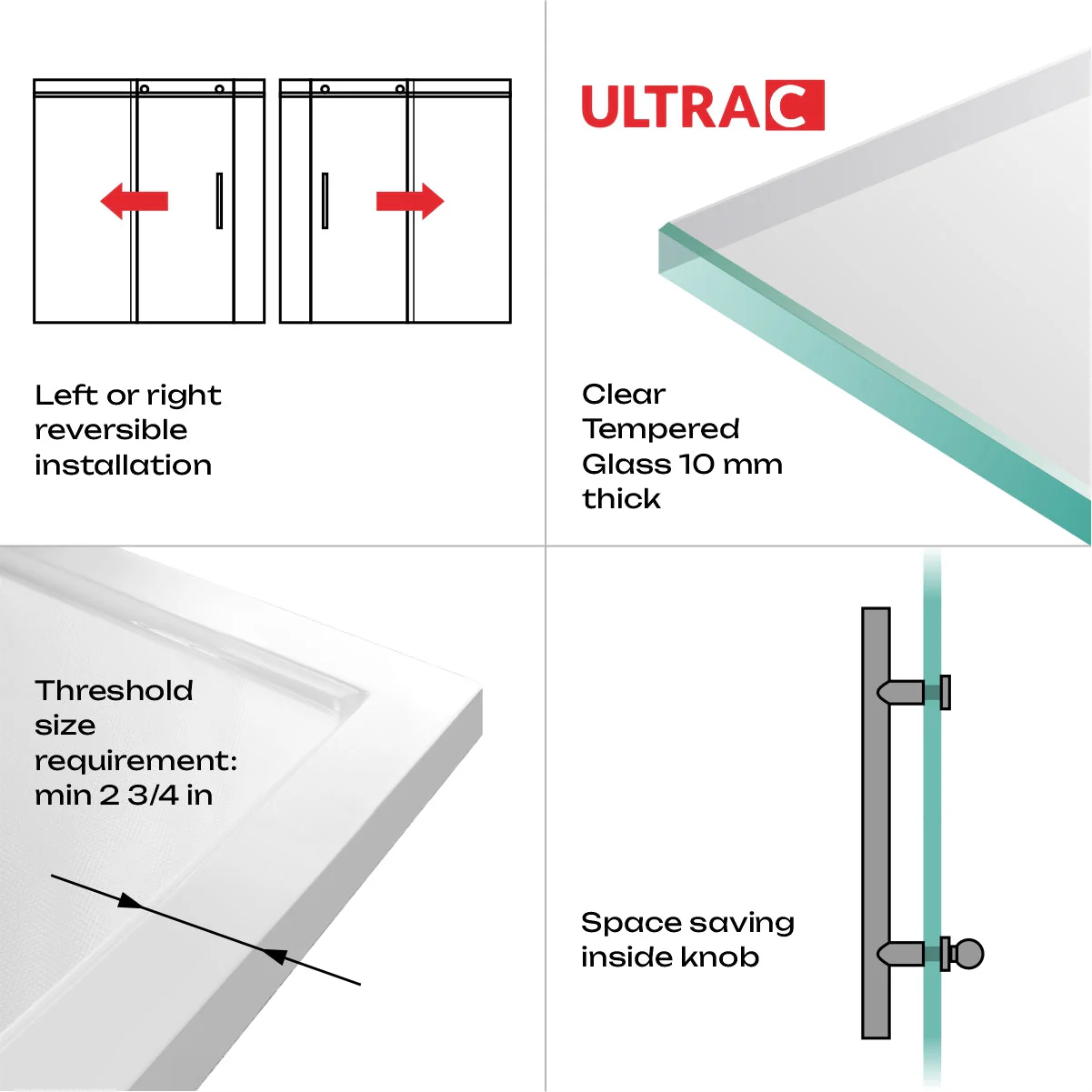 68-72 W x 76 H  x 36 D Sliding Frameless Shower Enclosure ULTRA-C with Clear Glass in Brushed Nickel - Image 7