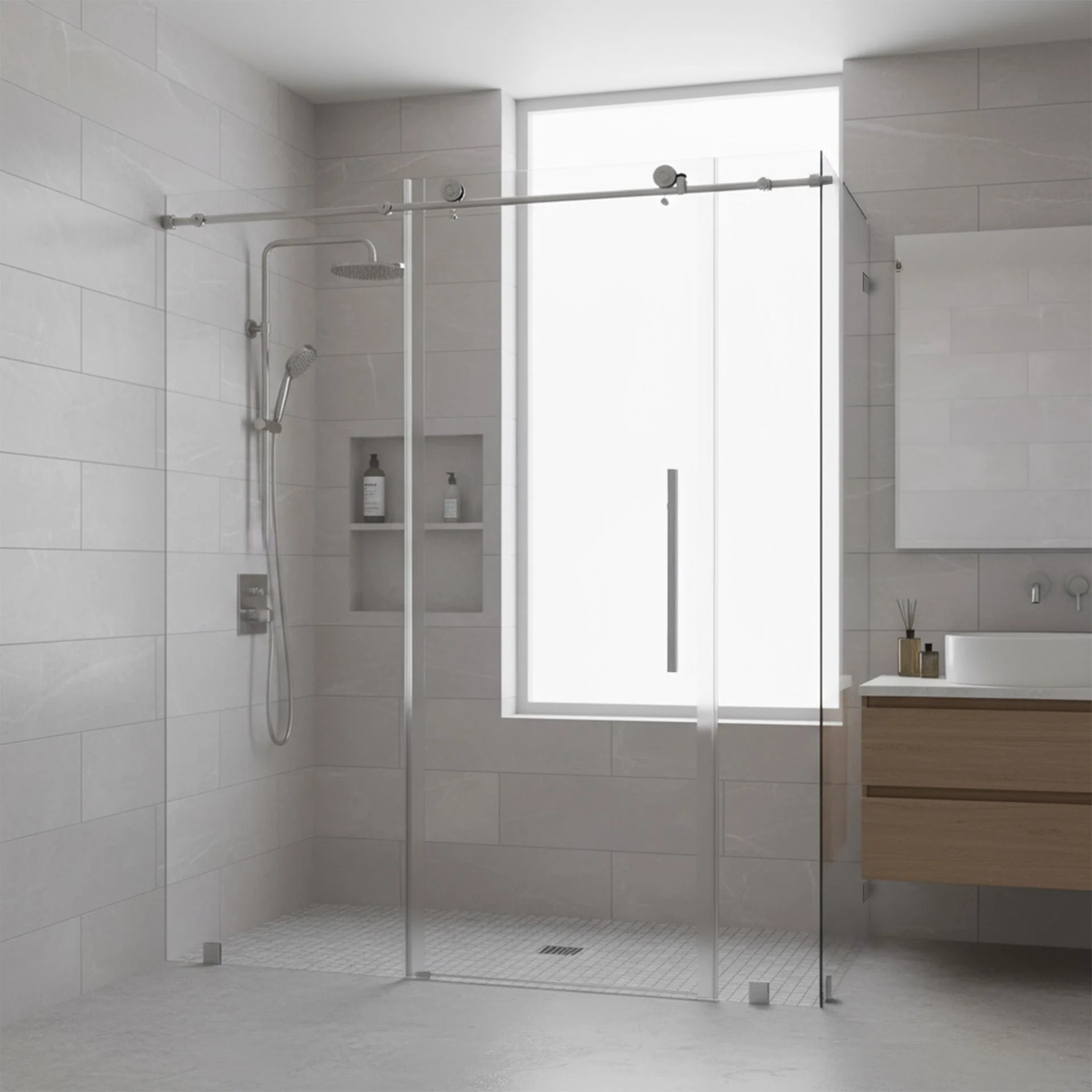 68-72 W x 76 H  x 36 D Sliding Frameless Shower Enclosure ULTRA-C with Clear Glass in Chrome - Image 2