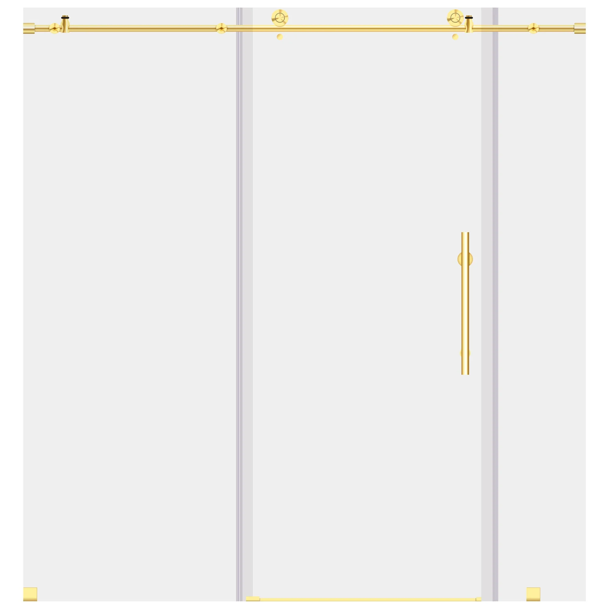 68-72 W x 76 H  Sliding Frameless Shower Door ULTRA-C with Clear Glass in Gold