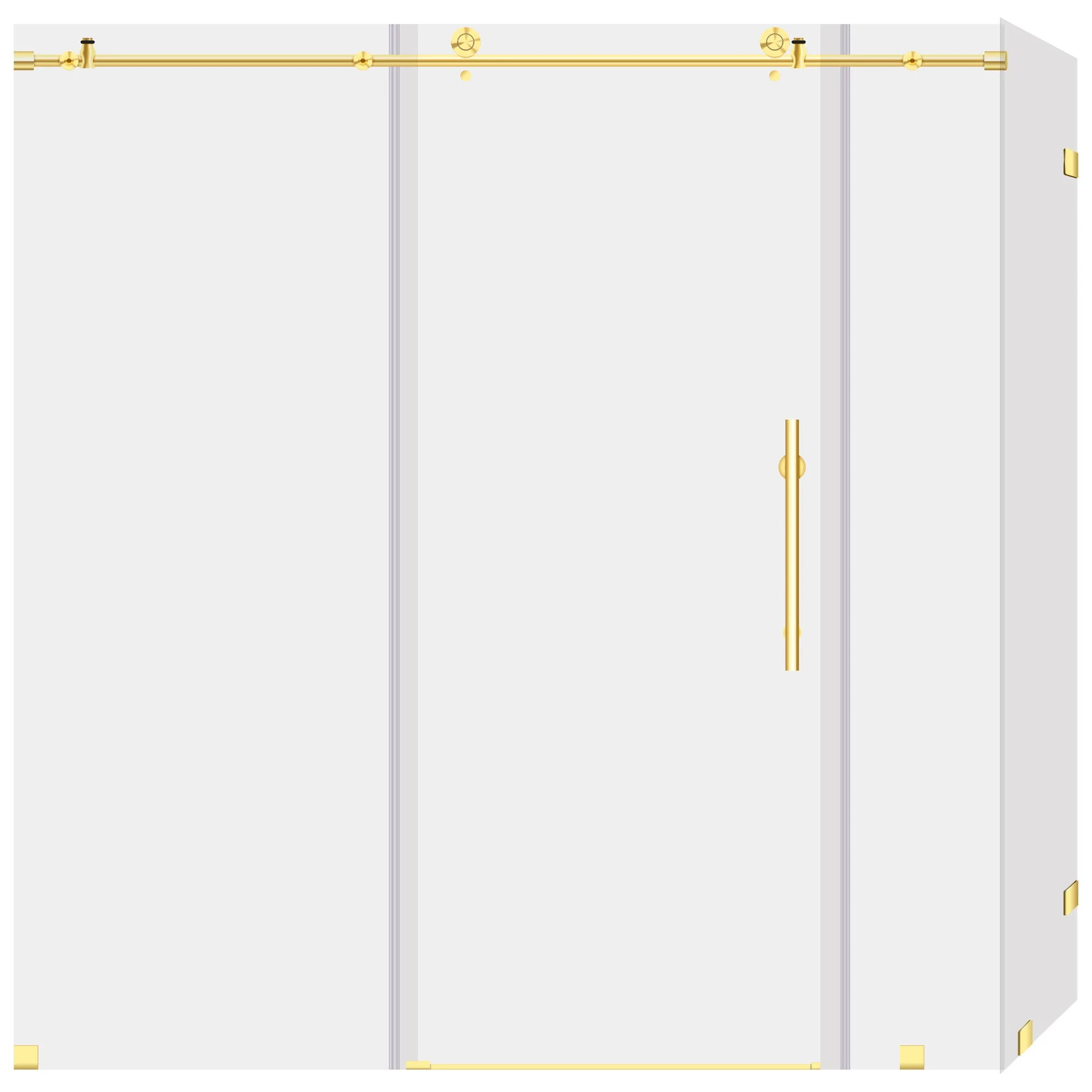 68-72 W x 76 H  x 34 1/2 D Sliding Frameless Shower Enclosure ULTRA-C with Clear Glass in Gold