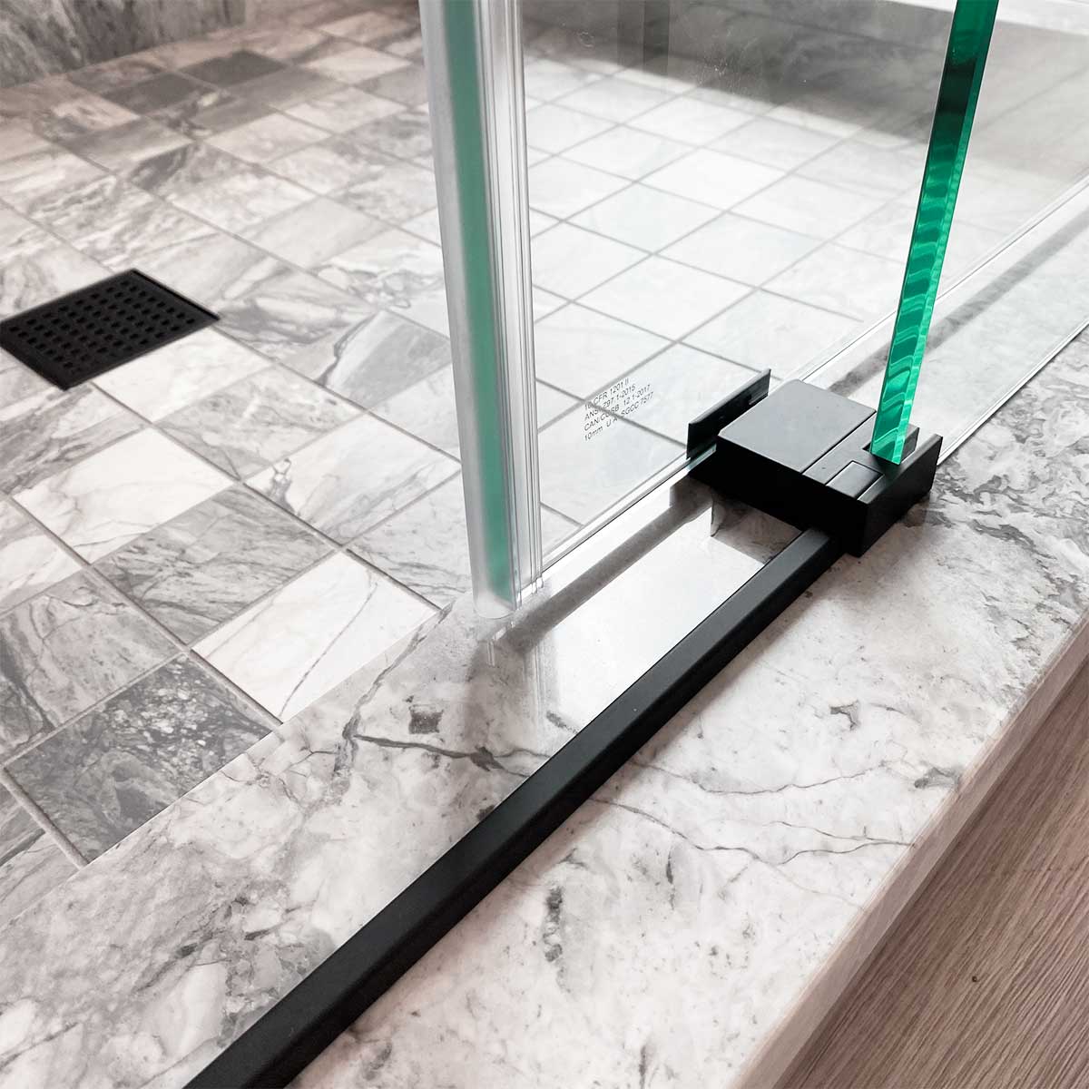 68-72 W x 76 H  Sliding Frameless Shower Door ULTRA-C with Clear Glass in Matte Black - Image 6