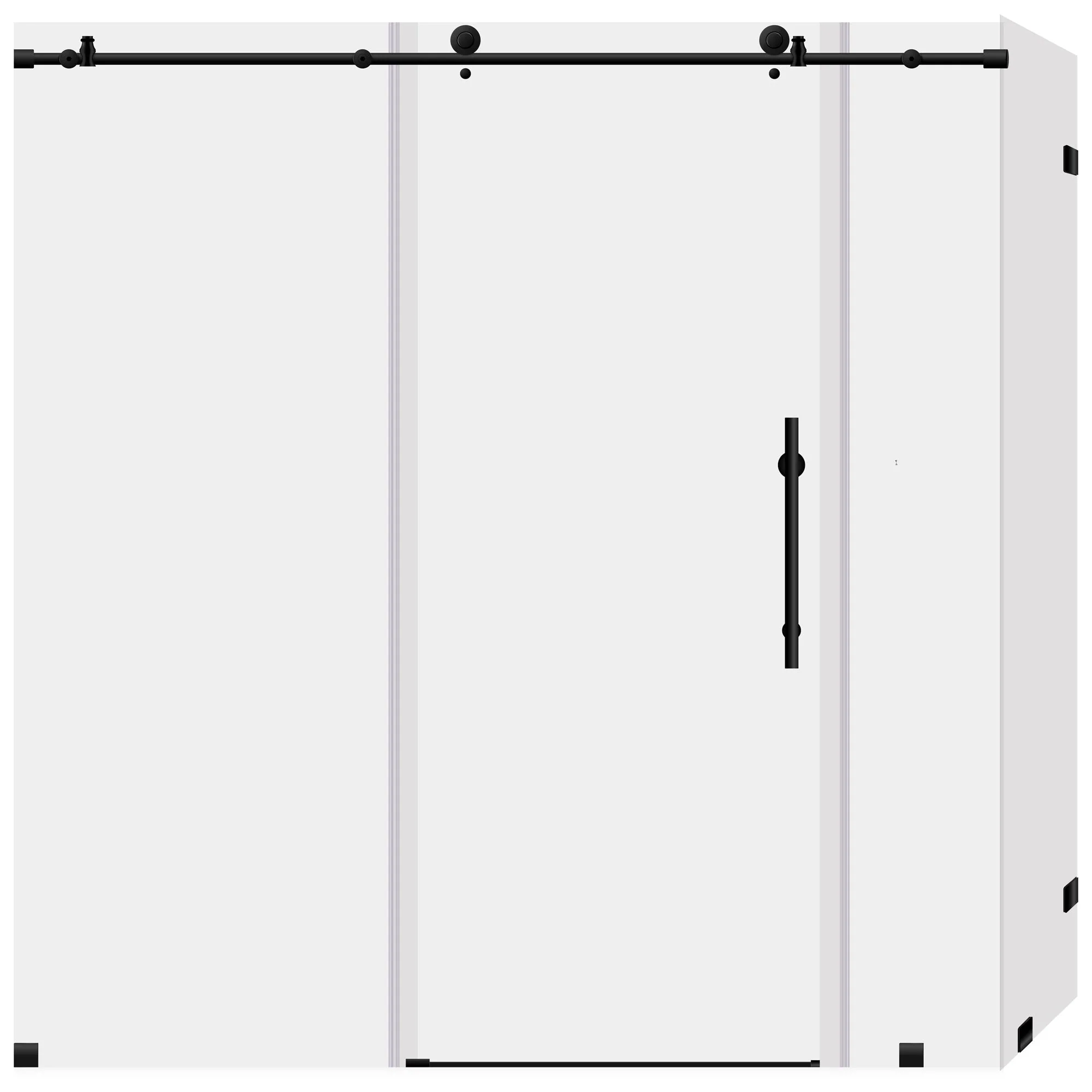 68-72 W x 76 H  x 34 1/2 D Sliding Frameless Shower Enclosure ULTRA-C with Clear Glass in Matte Black