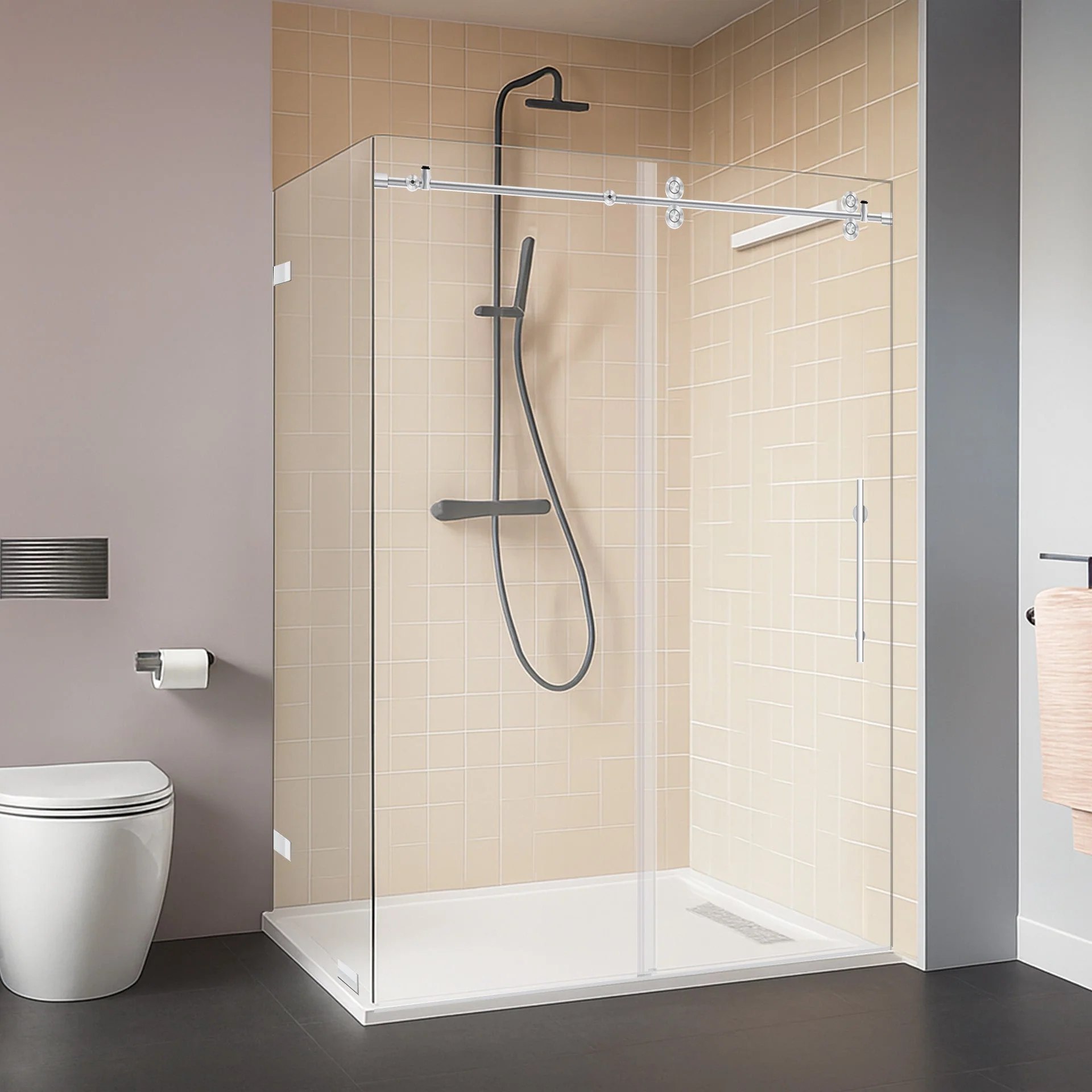 56-60 W x 79 H x 36 D Sliding Shower Enclosure ULTRA-D Chrome - Image 2