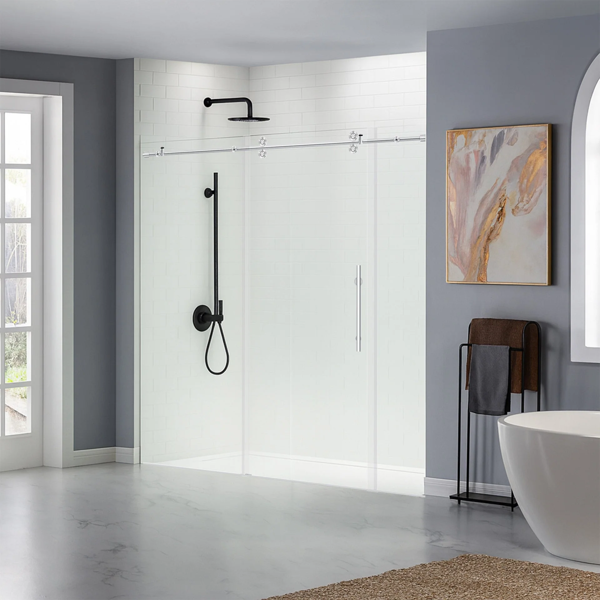 68-72 W x 79 H  Sliding Shower Door ULTRA-D Chrome - Image 2