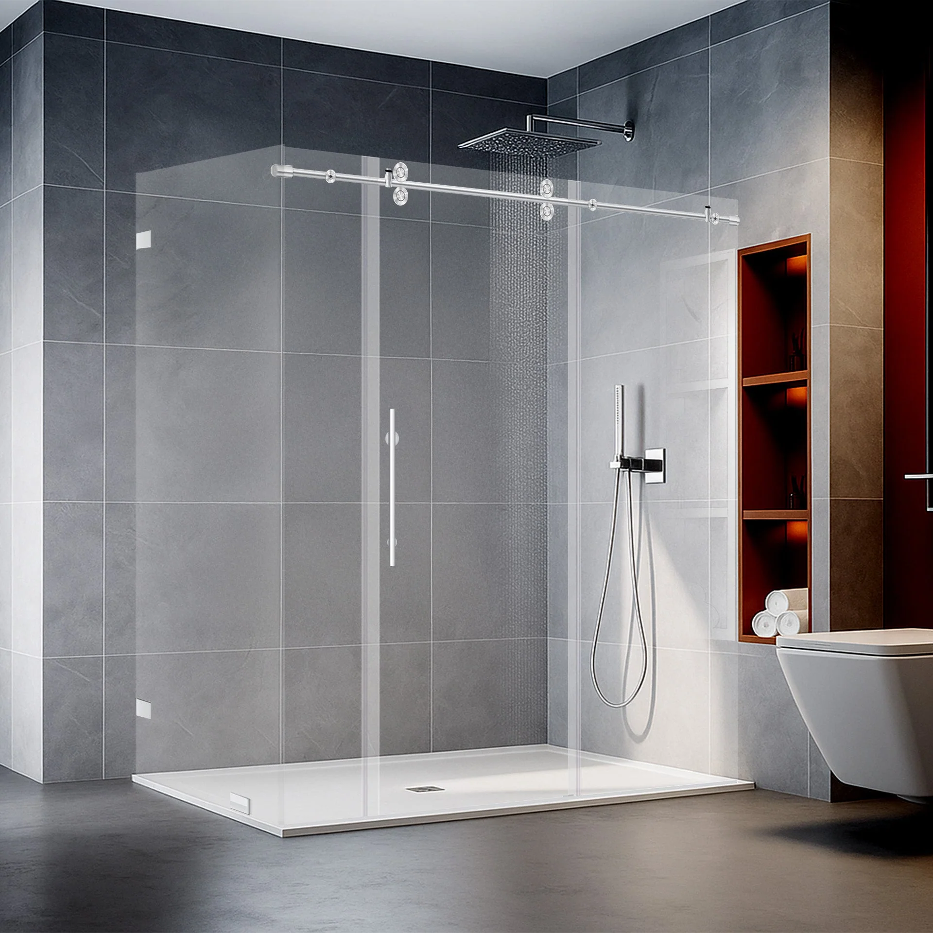68-72 W x 79 H x 34 1/2 D Sliding Shower Enclosure ULTRA-D Chrome - Image 2