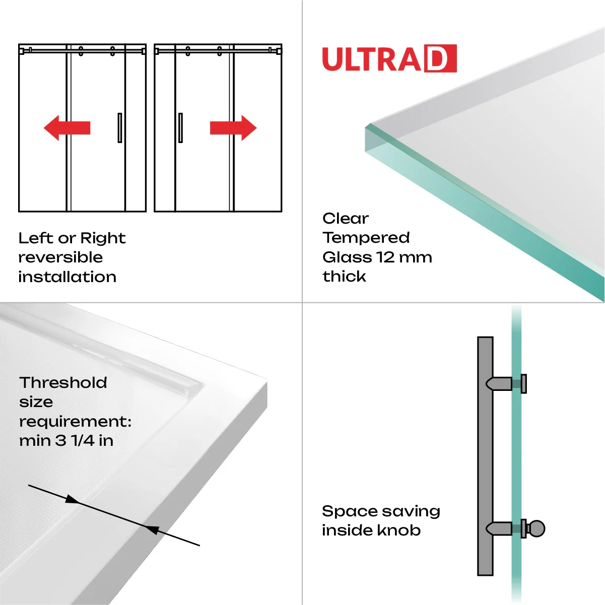 68-72 W x 79 H x 34 1/2 D Sliding Shower Enclosure ULTRA-D Chrome - Image 6