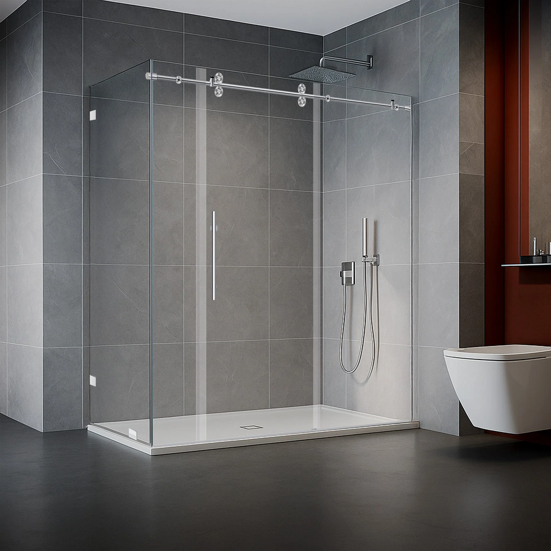 68-72 W x 79 H  x 36 D Sliding Shower Enclosure ULTRA-D Chrome - Image 2