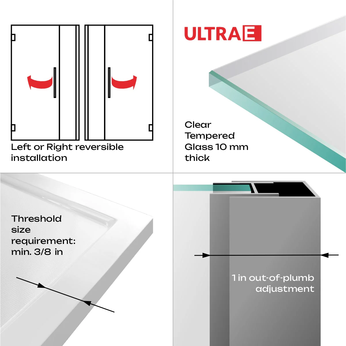 40-41 W x 72 H  Swing-Out Shower Door ULTRA-E Chrome - Image 5