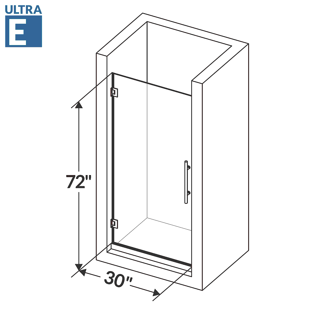 30 W x 72 H  Swing-Out Shower Door ULTRA-E Matte Black - Image 3