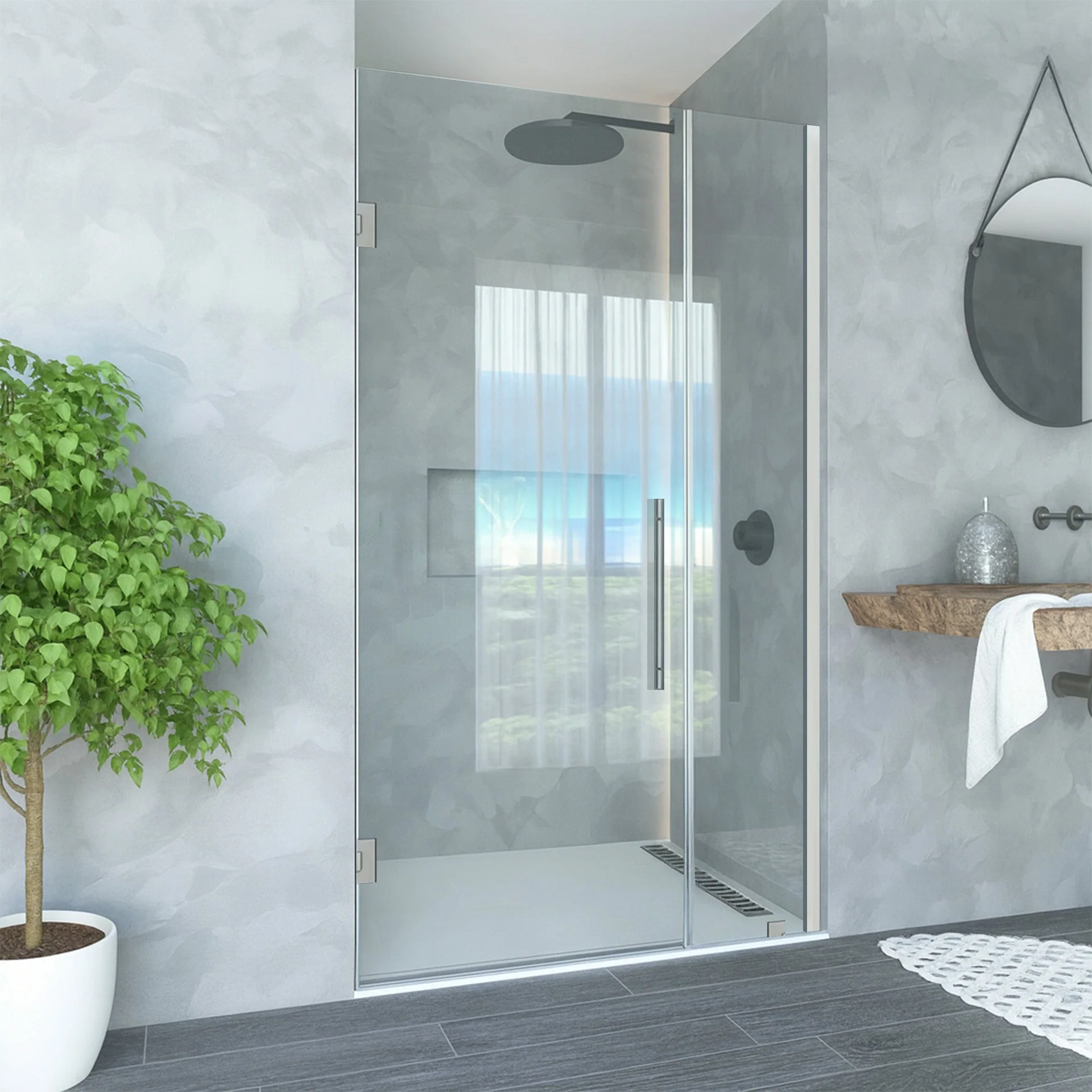 44-45 W x 72 H  Swing-Out Shower Door ULTRA-E Brushed Nickel - Image 2