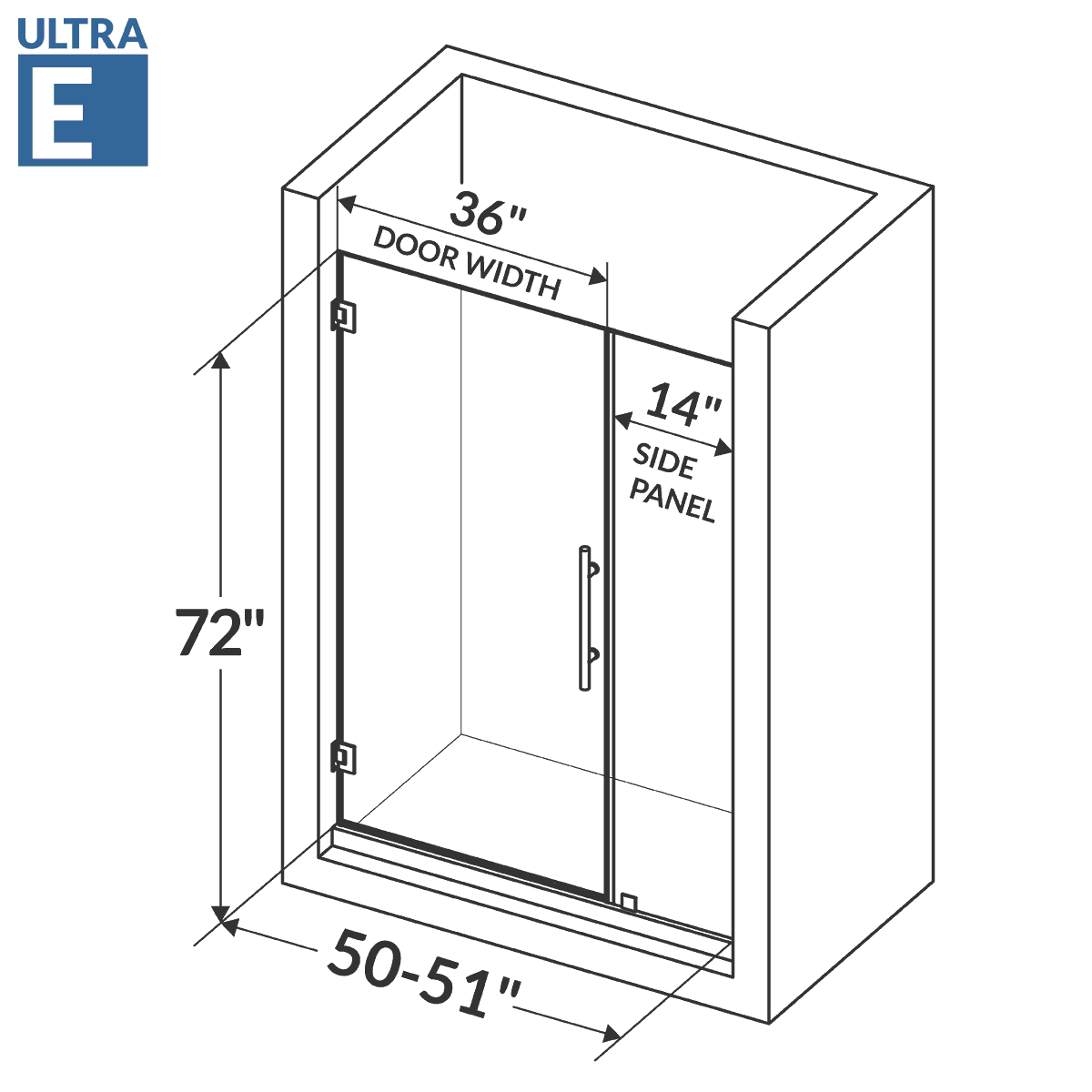 50-51 W x 72 H Swing-Out Shower Door ULTRA-E Chrome - Image 4