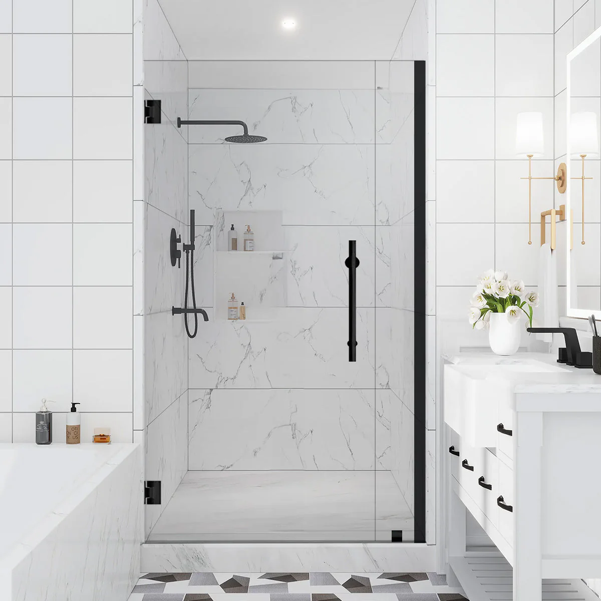 42-43 W x 72 H  Swing-Out Shower Door ULTRA-E Matte Black - Image 2