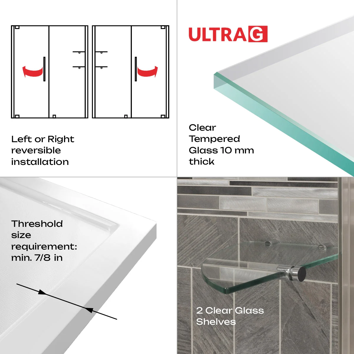 58-60 W x 72 H  Swing-Out Shower Door ULTRA-G Chrome - Image 5