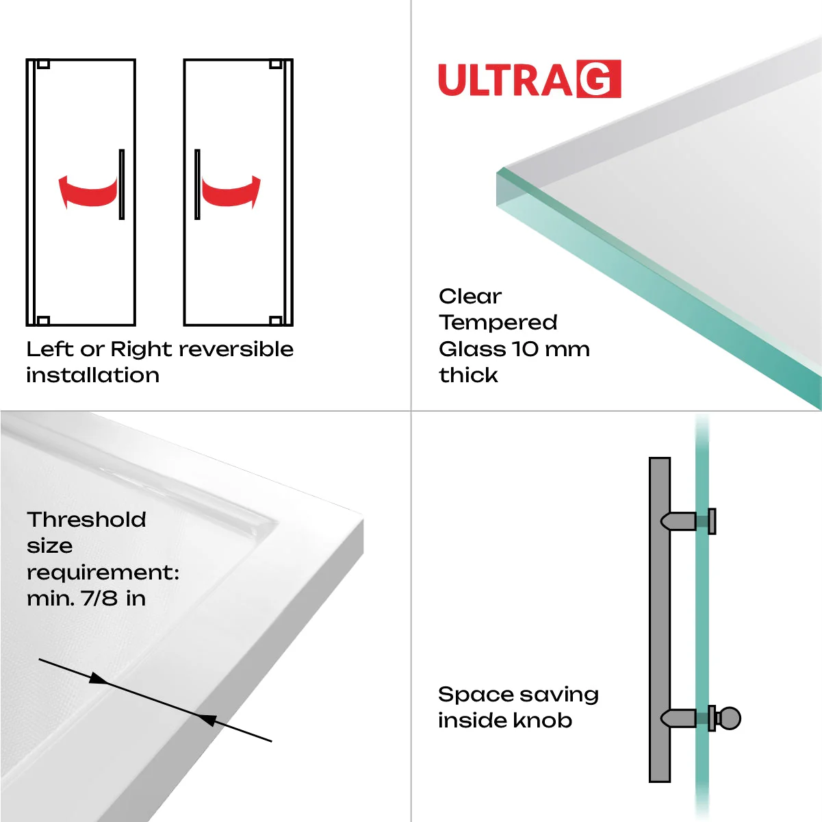 34-35 W x 72 H  Swing-Out Shower Door ULTRA-G Brushed Nickel - Image 9