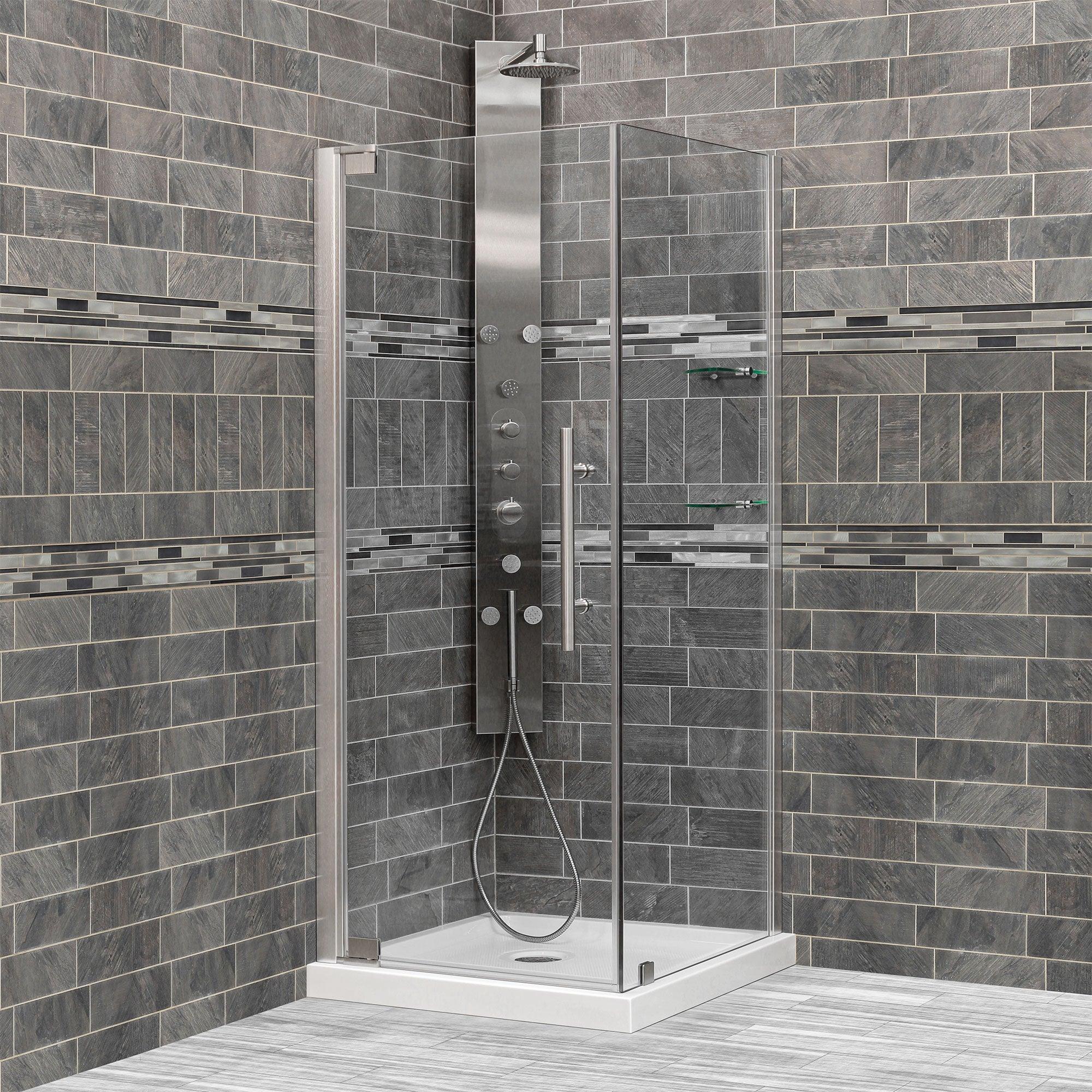 34 3/8-35 W x 72 H  x 34-35 D Swing-Out Shower Enclosure ULTRA-G Brushed Nickel - Image 2