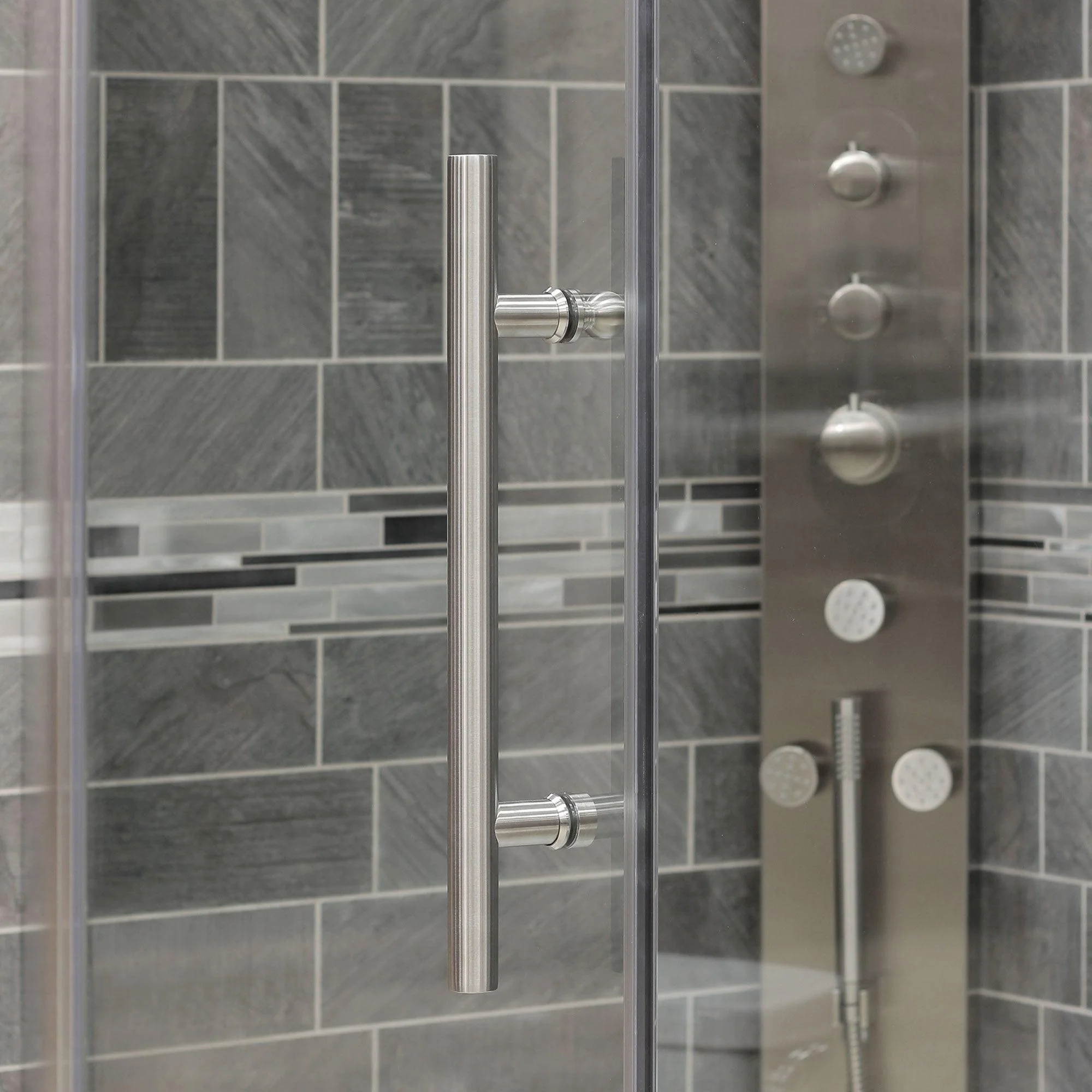 34 3/8-35 W x 72 H  x 34-35 D Swing-Out Shower Enclosure ULTRA-G Brushed Nickel - Image 7
