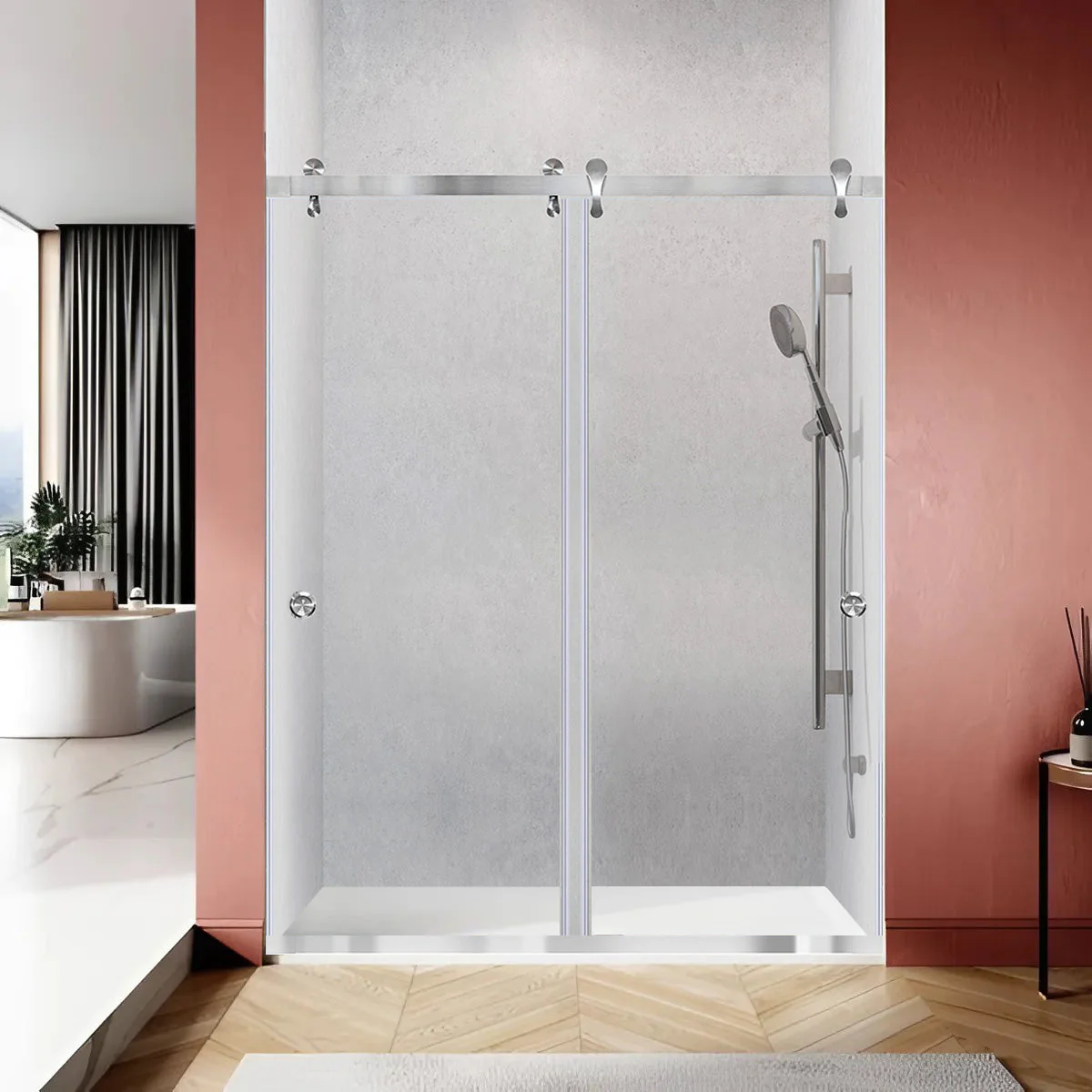 45 1/2-48 W x 76 H  Bypass Sliding Shower Door ULTRA-H Brushed Nickel - Image 3