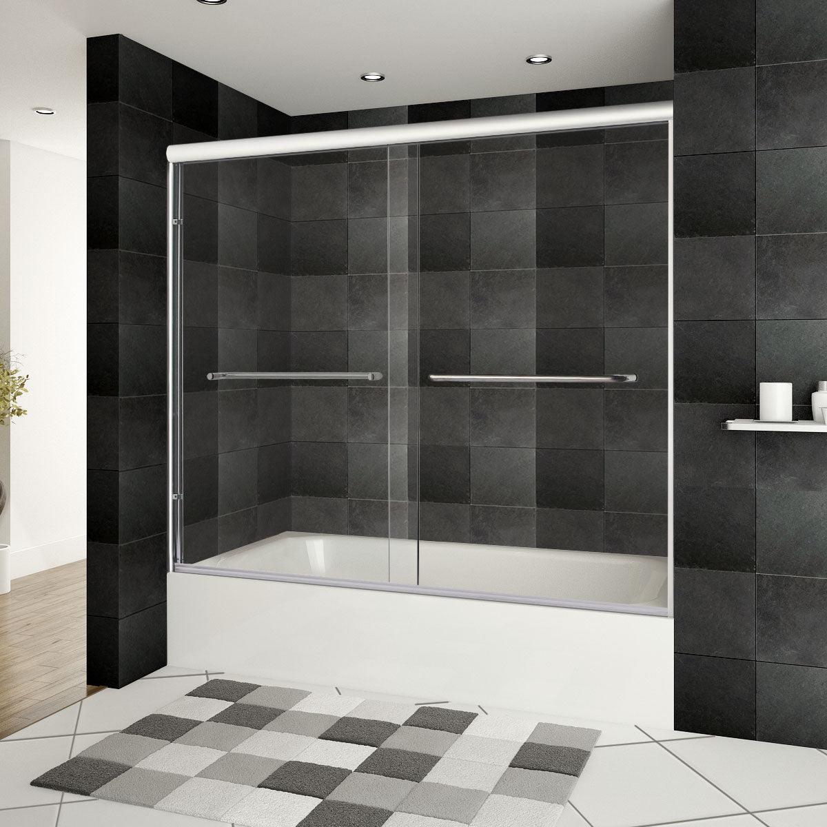 56-60 W x 62 H  Sliding Bypass Framed Shower Door ULTRA-A with Glass in Brushed Nickel - Image 3