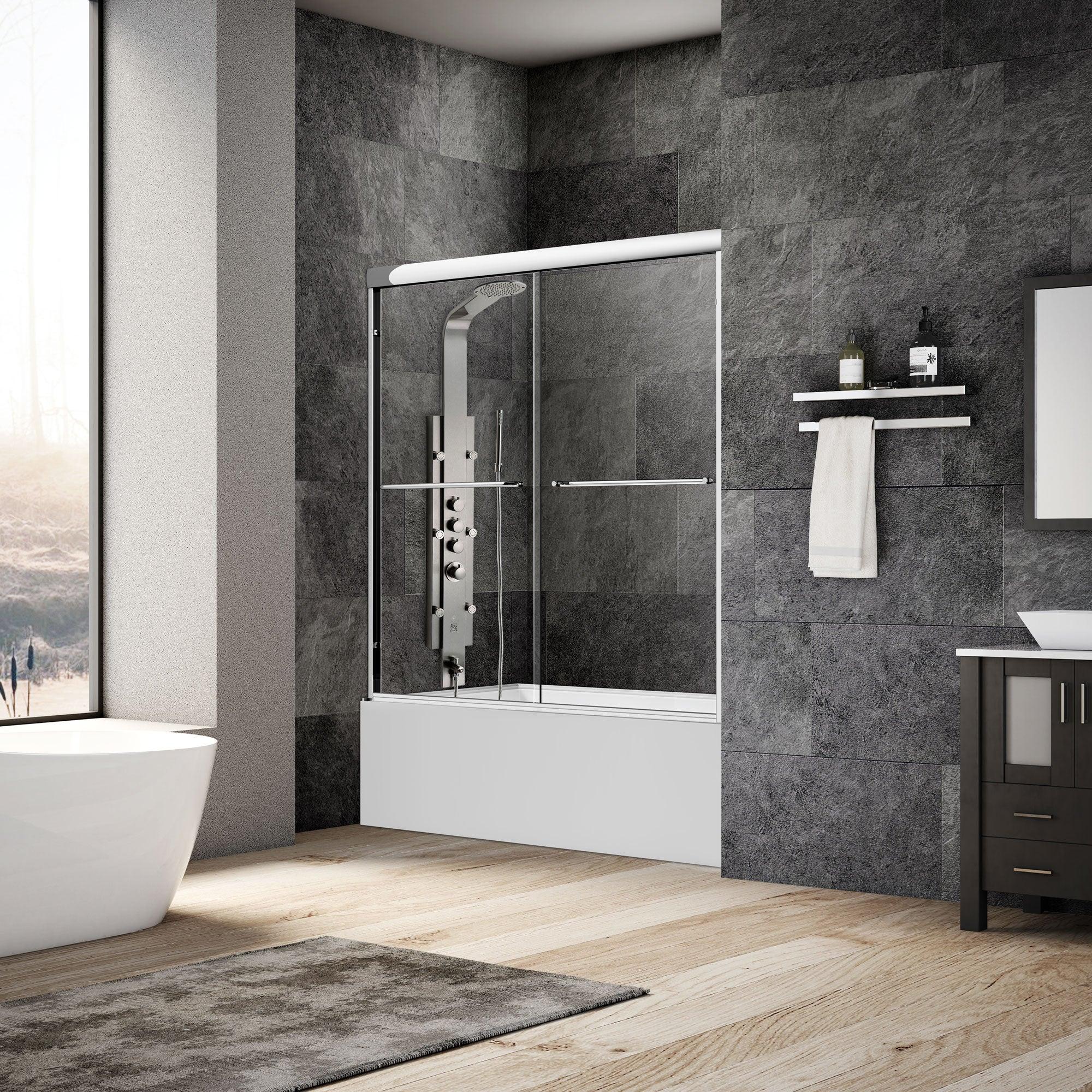 56-60 W x 62 H  Sliding Bypass Framed Shower Door ULTRA-A with Glass in Chrome - Image 3