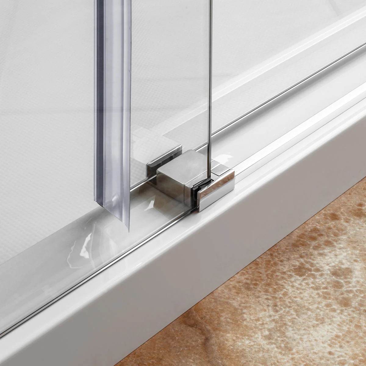 56-60 W x 62 H  Sliding Frameless Bathtub Door ULTRA-C with Clear Glass in Chrome - Image 4