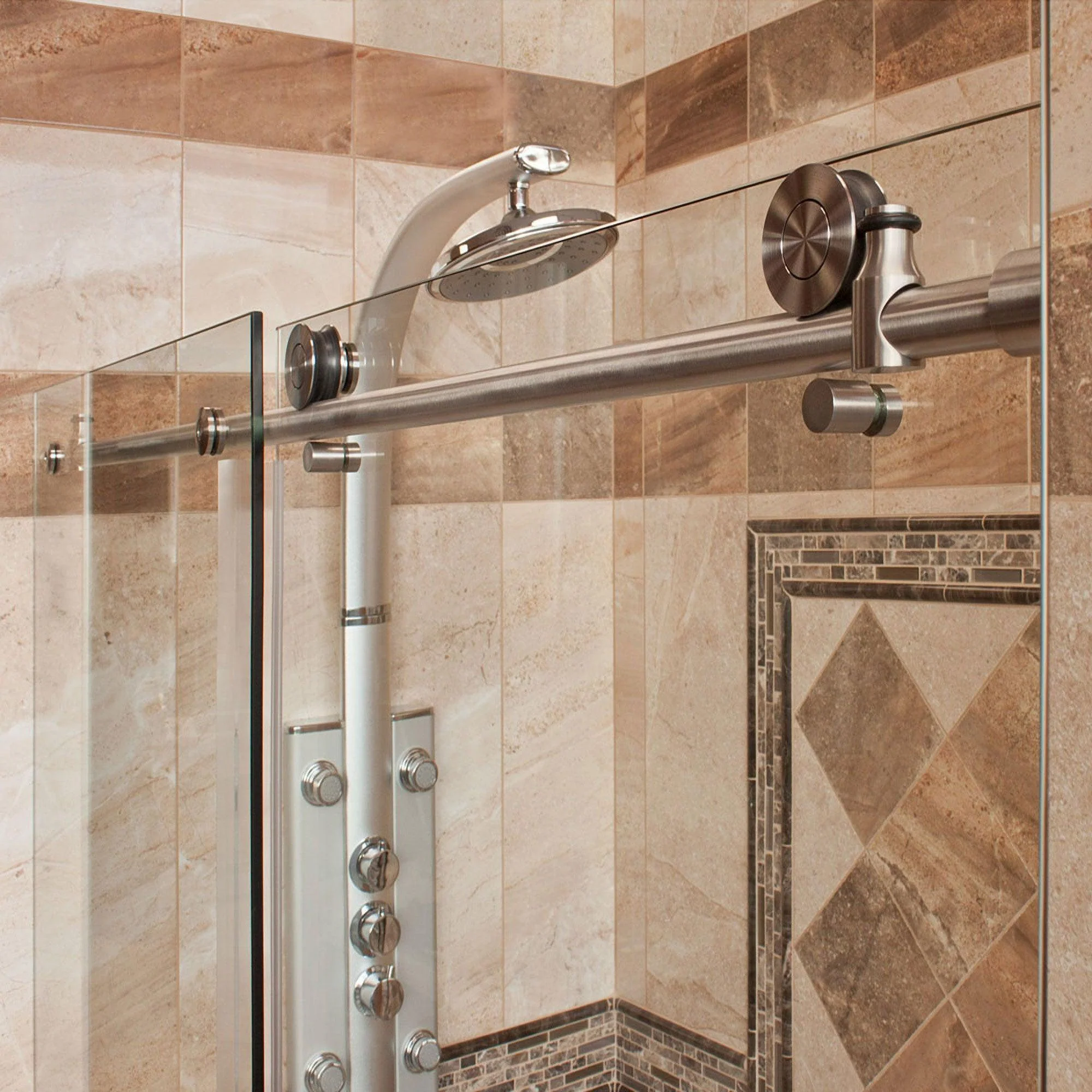 56-60 W x 62 H  Sliding Frameless Bathtub Door ULTRA-C with Clear Glass in Chrome - Image 6