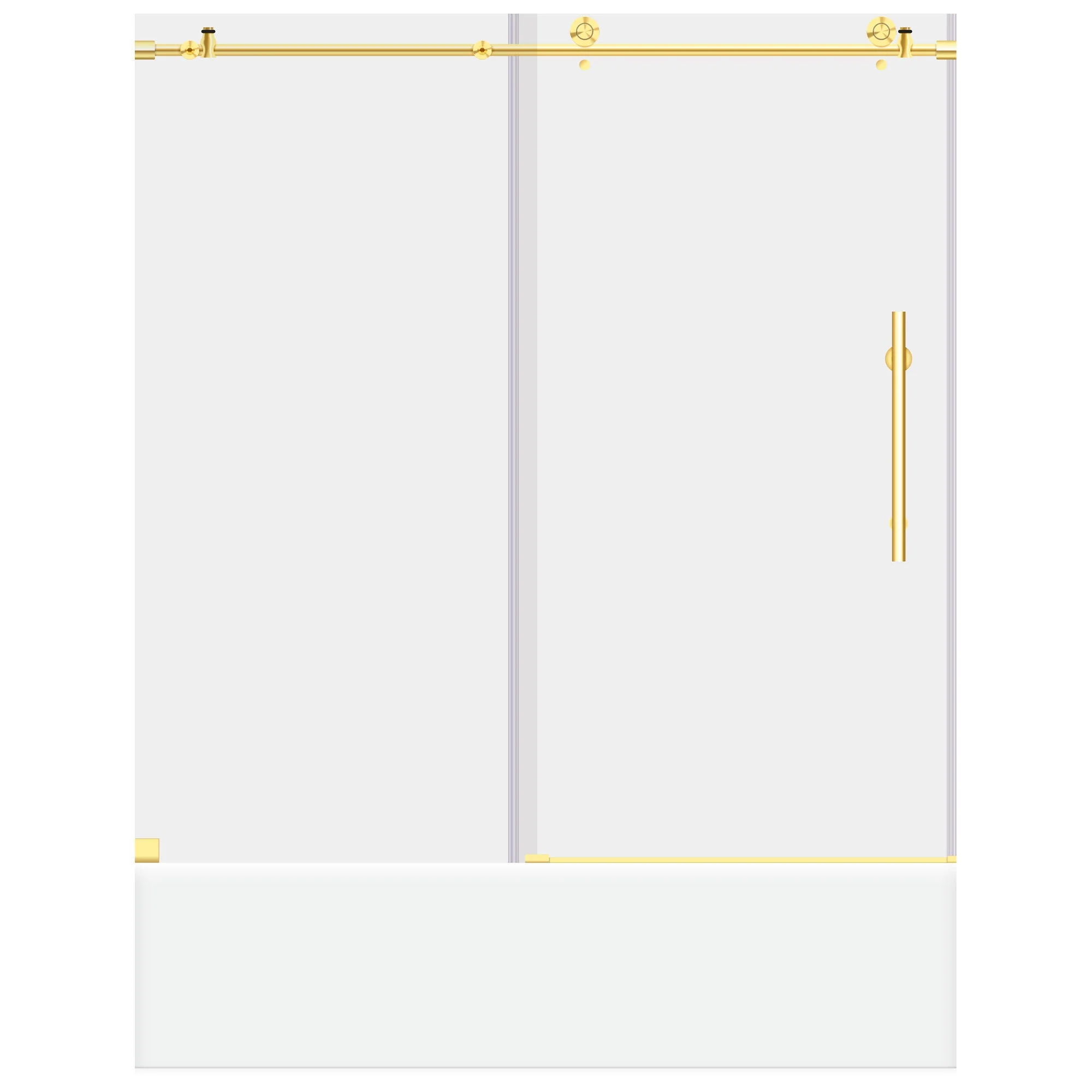 56-60 W x 62 H Sliding Frameless Bathtub Door ULTRA-C with Clear Glass in Gold