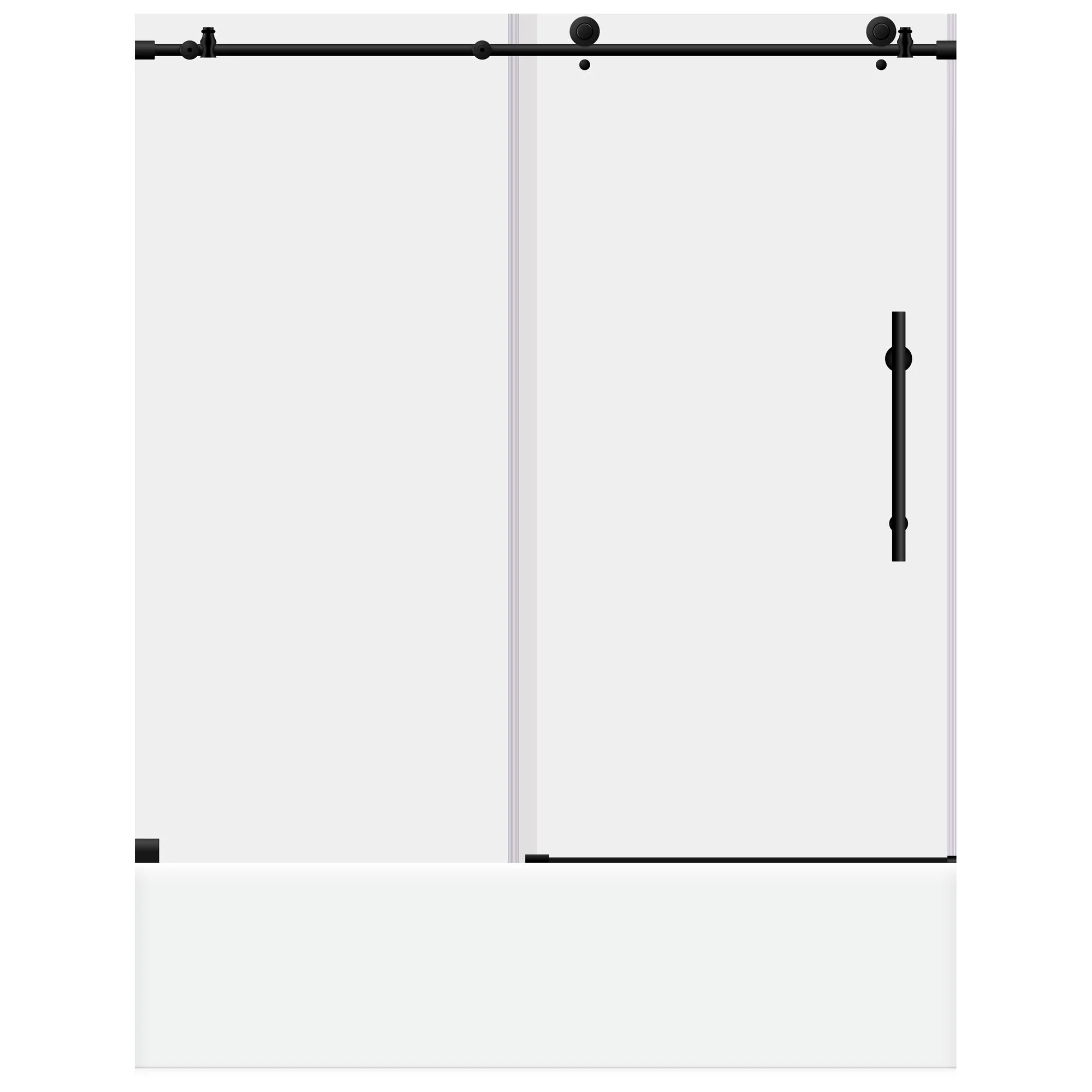 56-60 W x 62 H  Sliding Frameless Bathtub Door ULTRA-C with Clear Glass in Matte Black