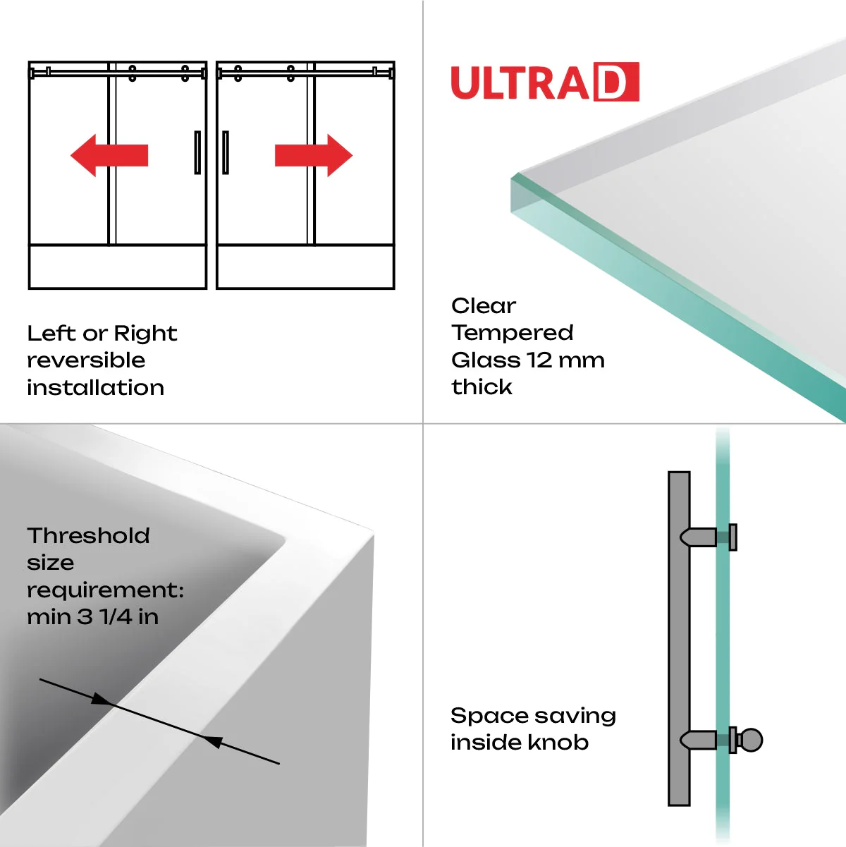 56-60 W x 62 H  Sliding Bathtub Door ULTRA-D Brushed Nickel - Image 8