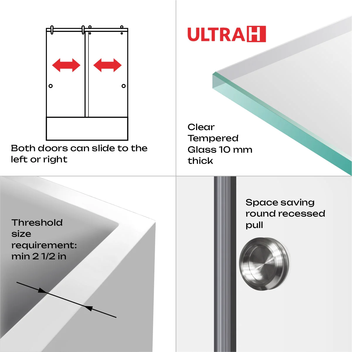57 1/2-60 W x 62 H  Bypass Sliding Bathtub Door ULTRA-H Brushed Nickel - Image 9