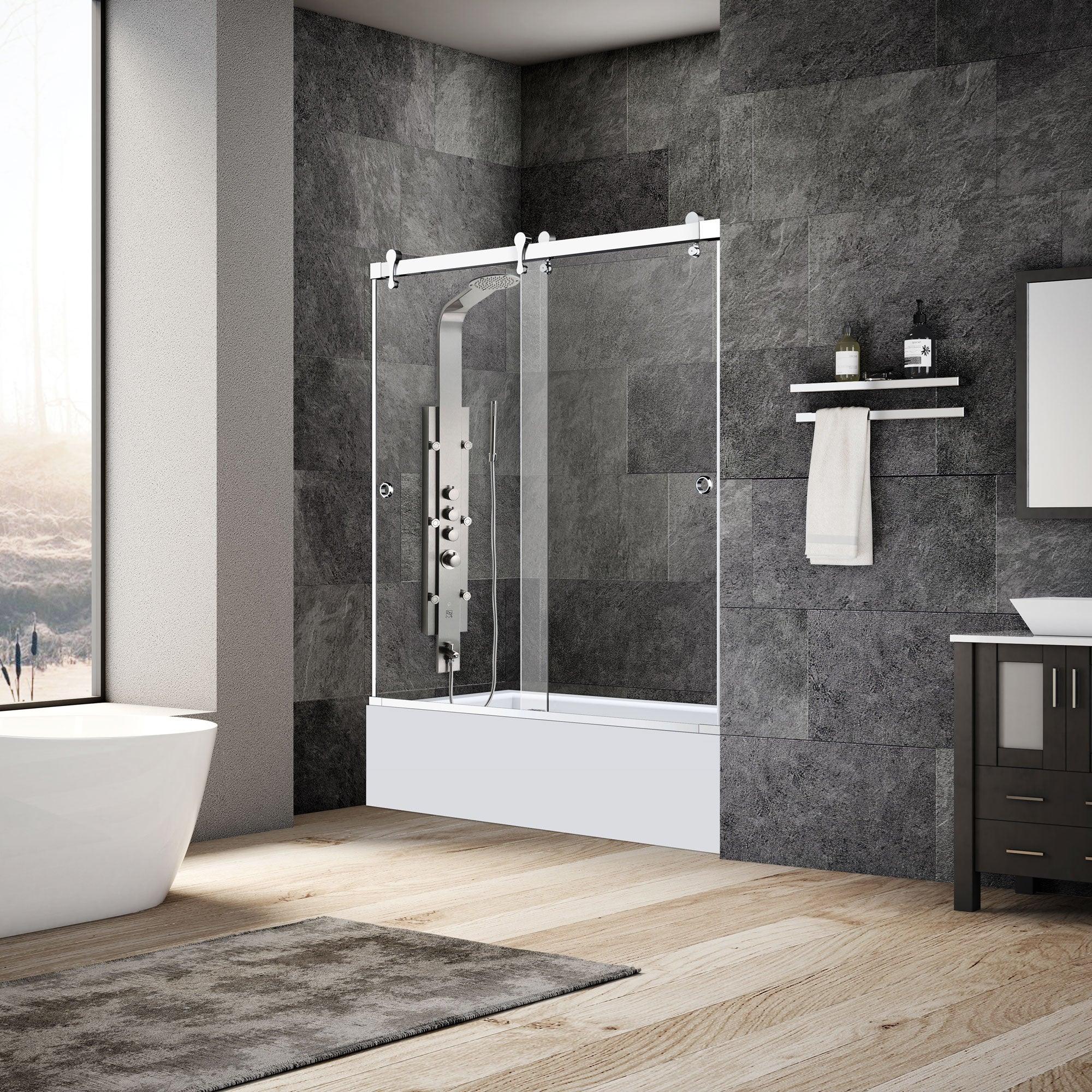 57 1/2-60 W x 62 H  Bypass Sliding Bathtub Door ULTRA-H Chrome - Image 3