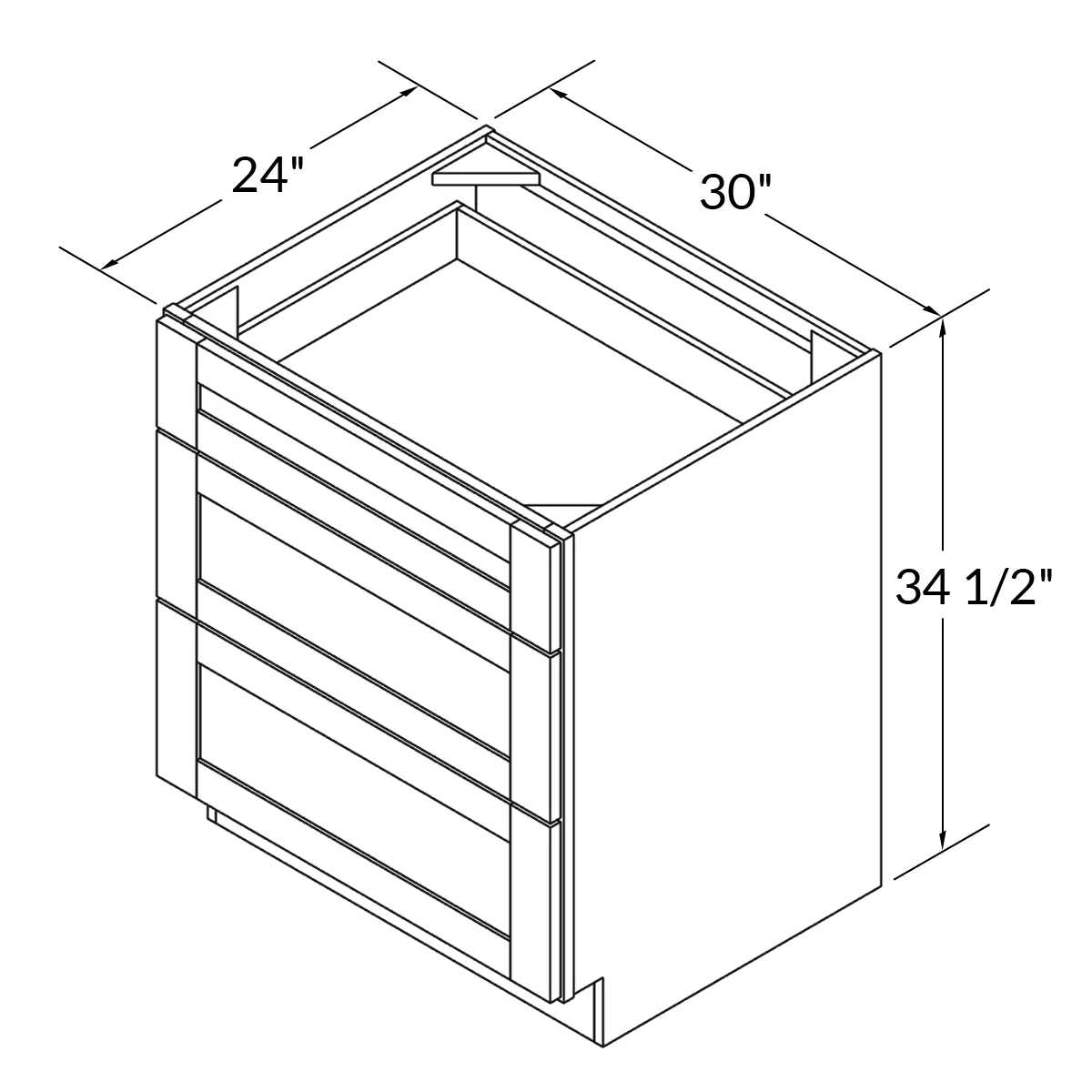 Linen Range Base Kitchen Cabinet LRB30 Milan Pearl 30 in. width 34.5 in. height 24 in. depth