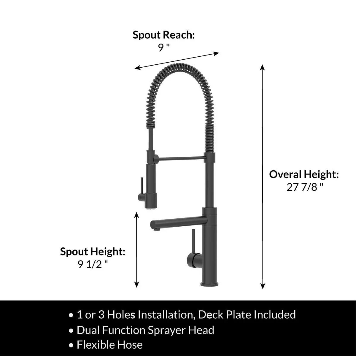 Modern Spring-Type Kitchen Faucet LK19M Matte Black - Image 3