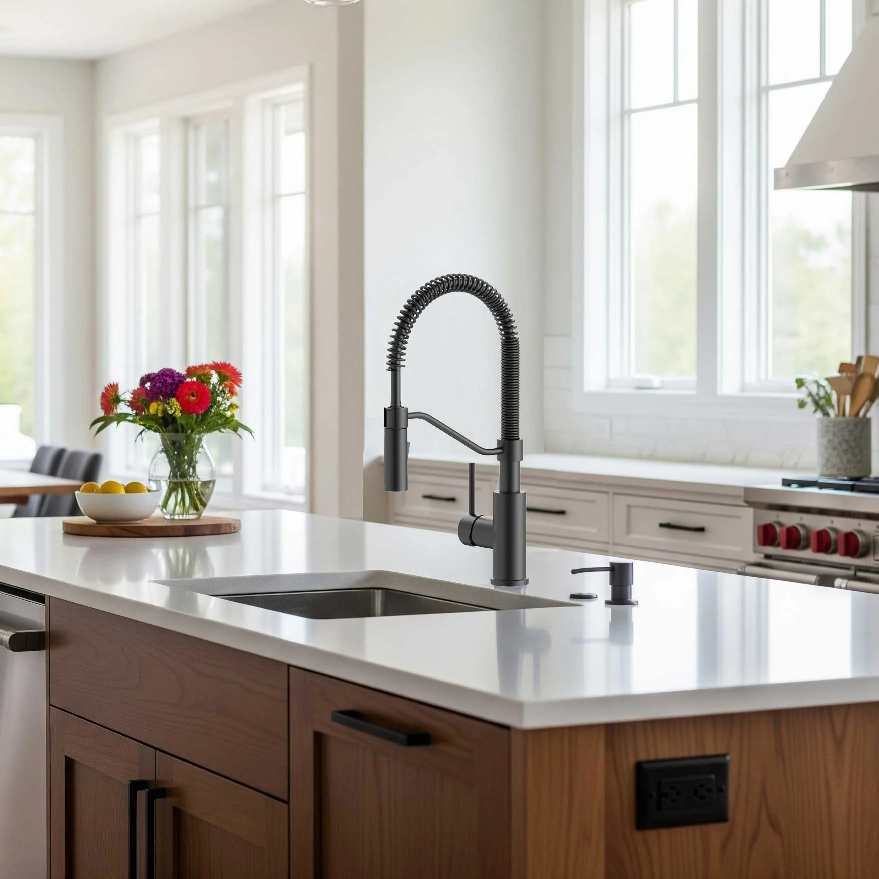 Modern Spring-Type Kitchen Faucet LK20M Matte Black - Image 3