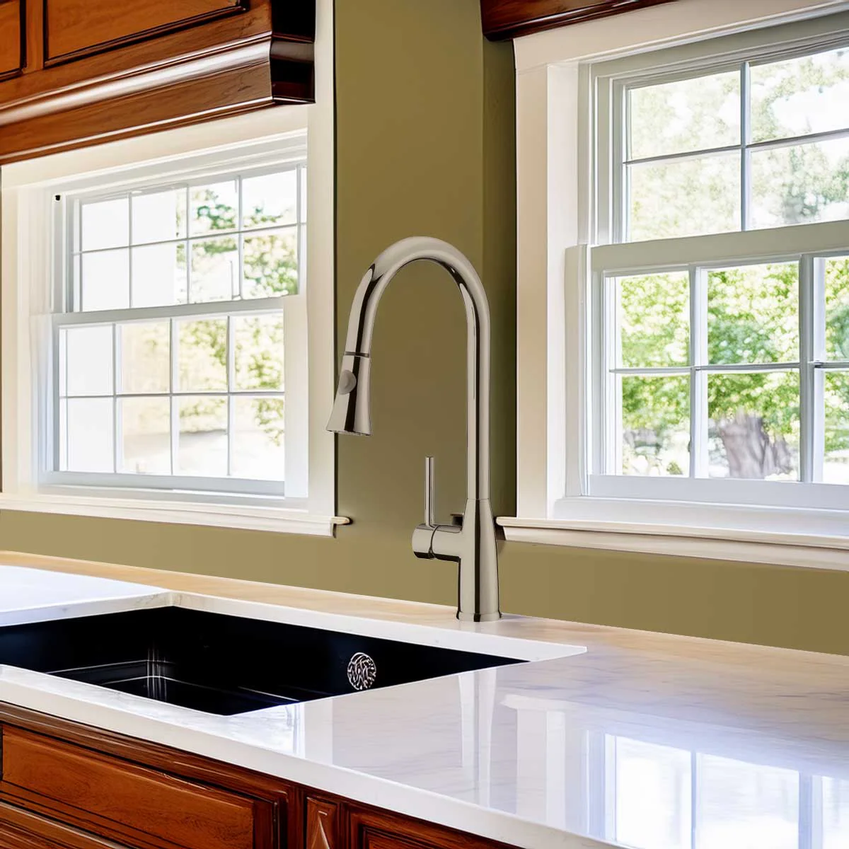 Pull Down Kitchen Faucet LK5B Brushed Nickel Finish - Image 2