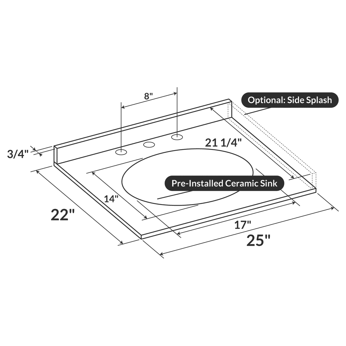 Cara White 25x22 with Backsplash (8 in Spread) - Image 2
