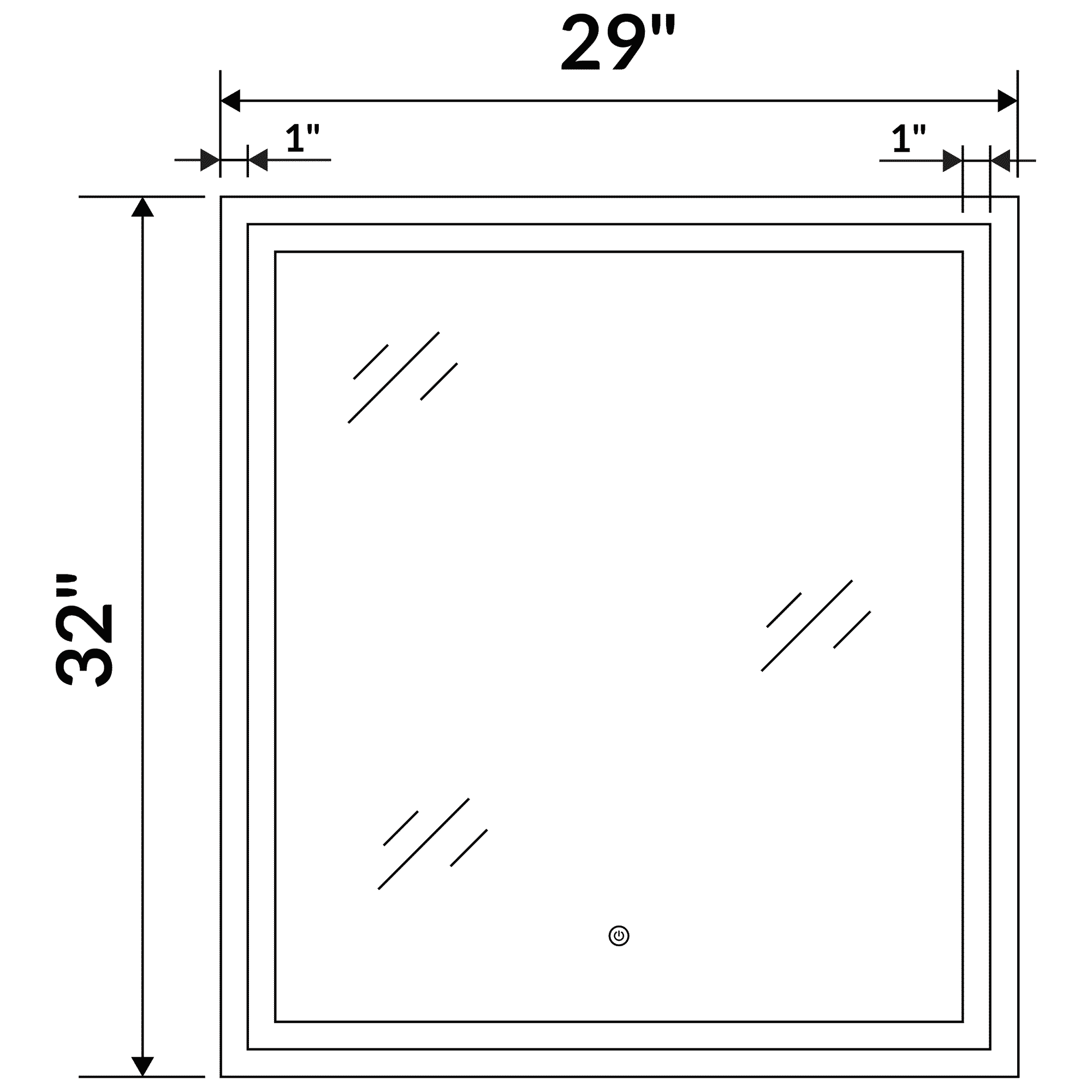 29 W x 32 H Modern Super White Front LED Frameless Mirror with Defogger - Image 4