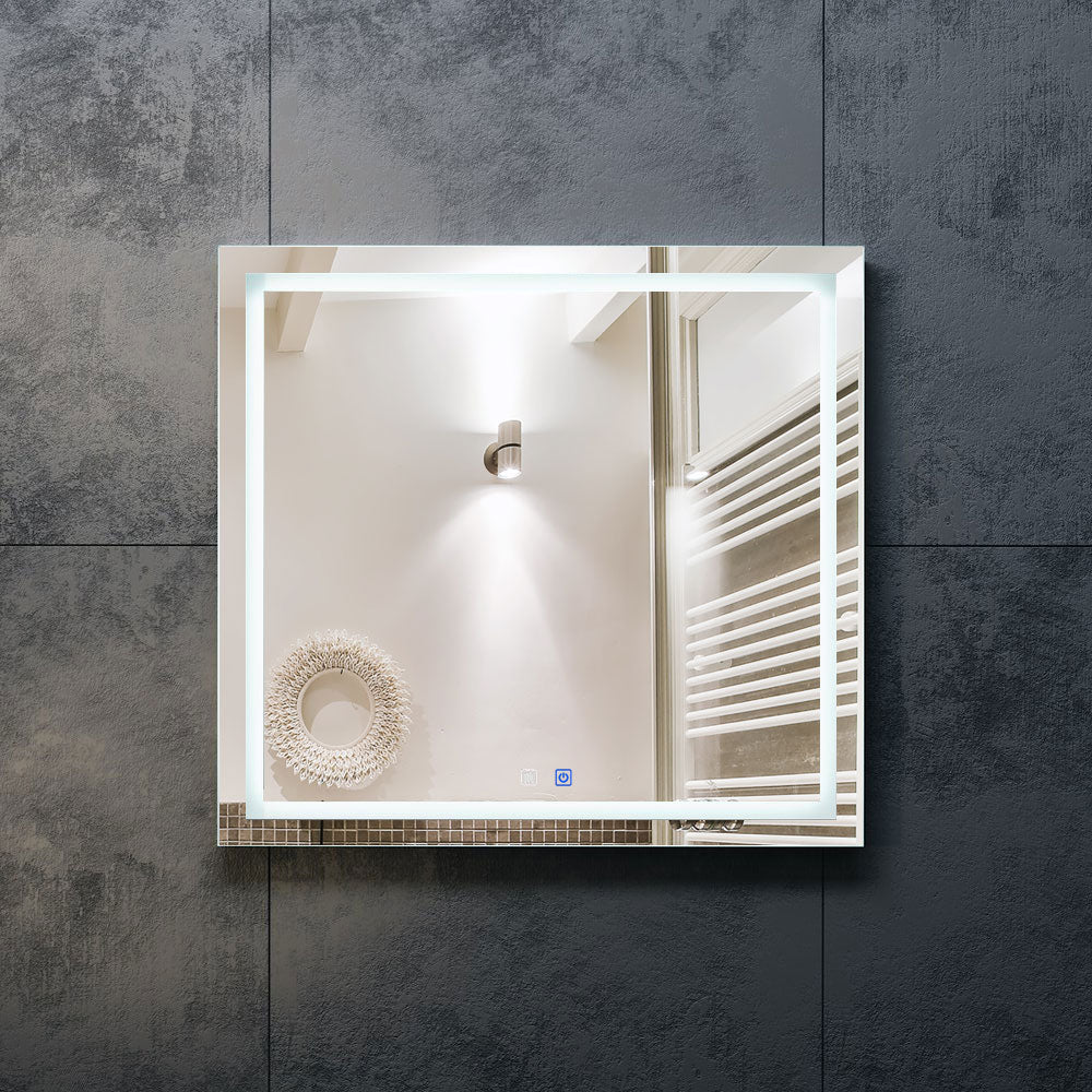 35 W x 32 H Modern Super White Front LED Frameless Mirror with Defogger - Image 2