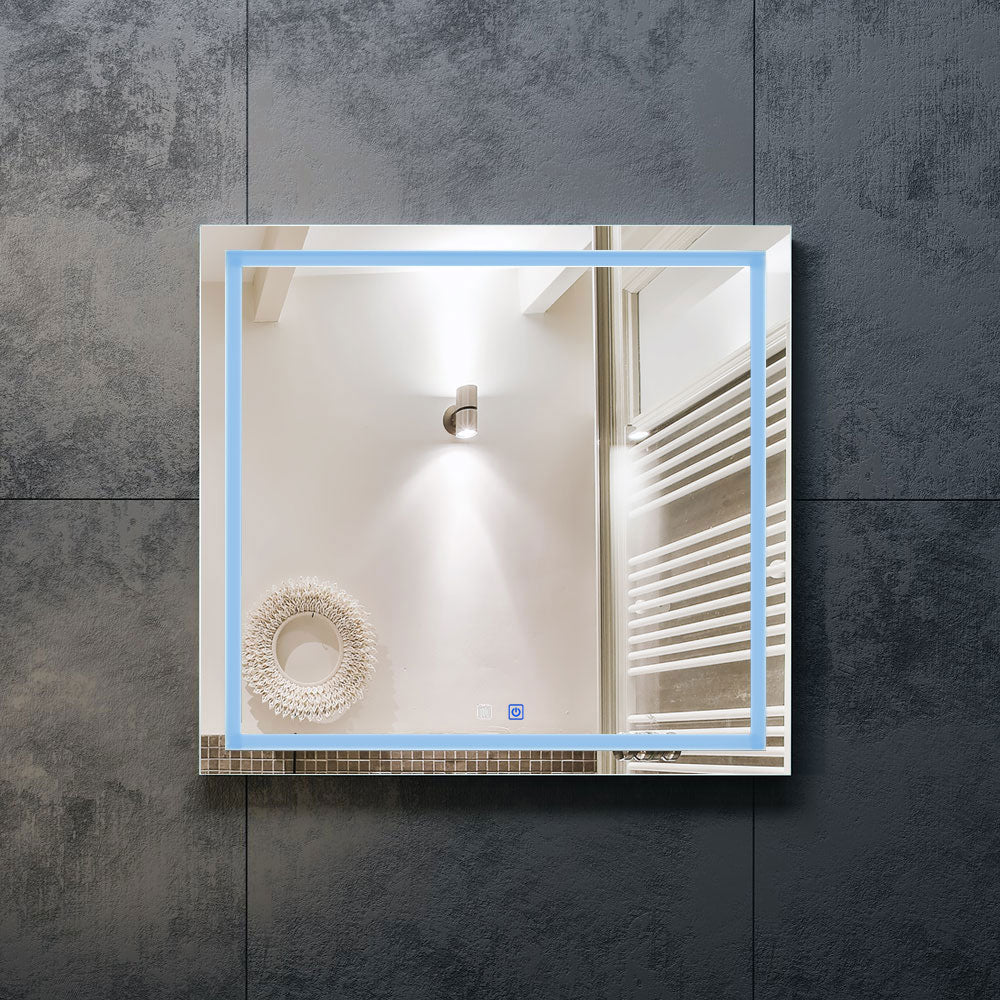 35 W x 32 H Modern Super White Front LED Frameless Mirror with Defogger - Image 3