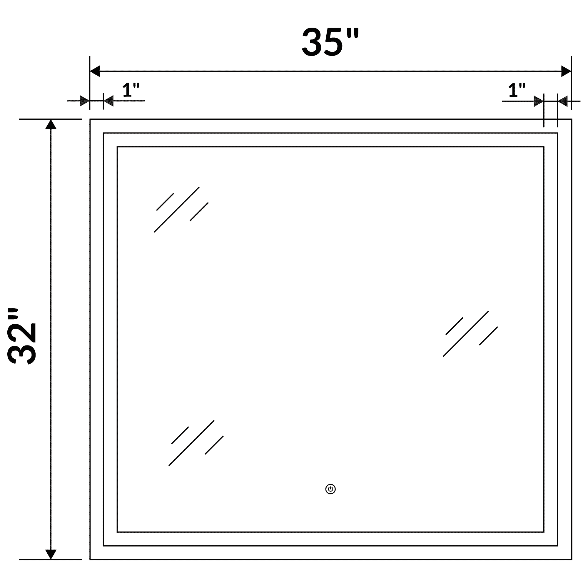 35 W x 32 H Modern Super White Front LED Frameless Mirror with Defogger - Image 4