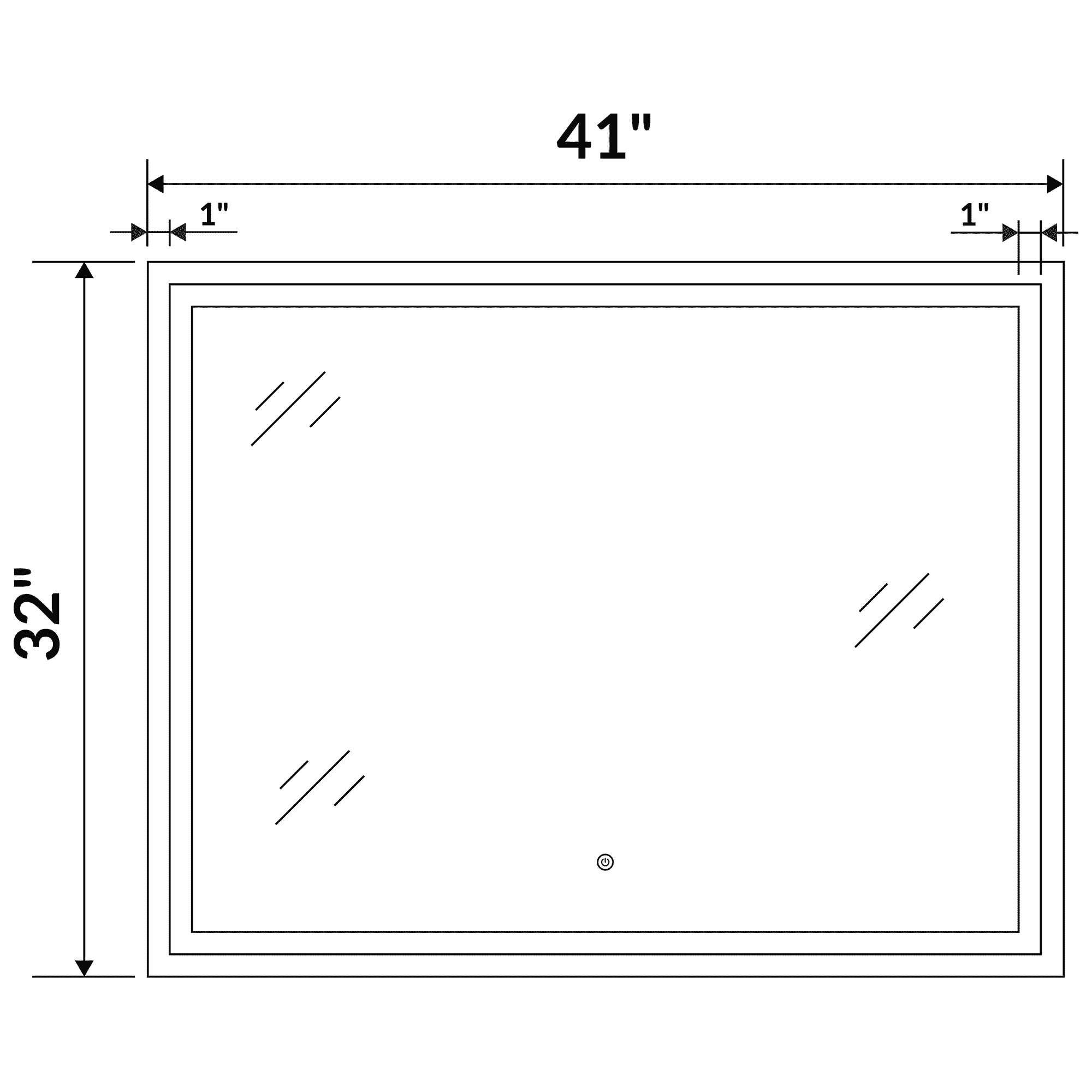 41 W x 32 H Modern Super White Front LED Frameless Mirror with Defogger - Image 4